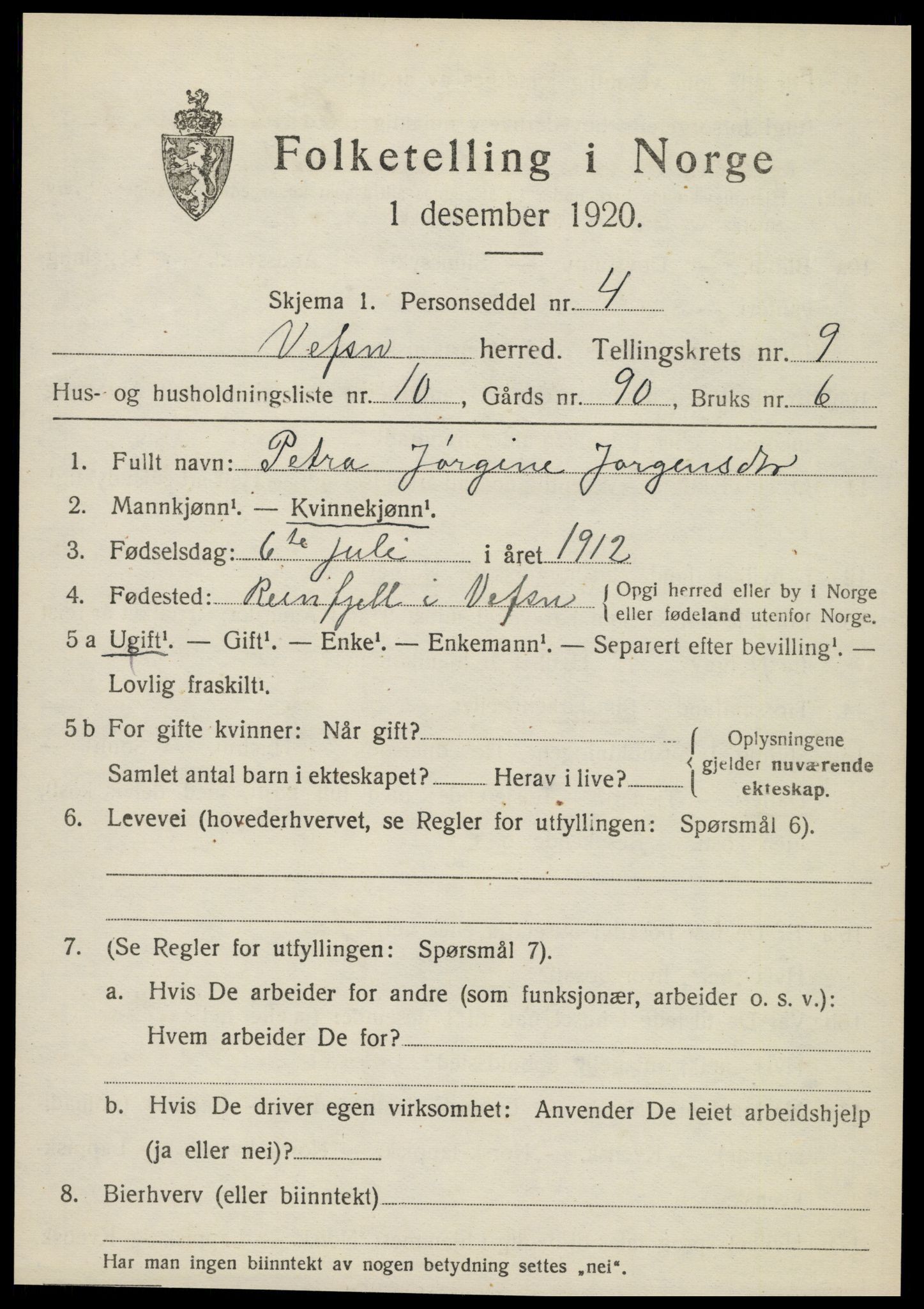 SAT, Folketelling 1920 for 1824 Vefsn herred, 1920, s. 5803