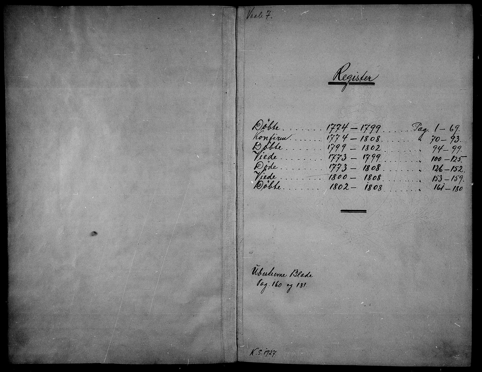 Våle kirkebøker, SAKO/A-334/F/Fa/L0005: Ministerialbok nr. I 5, 1773-1808