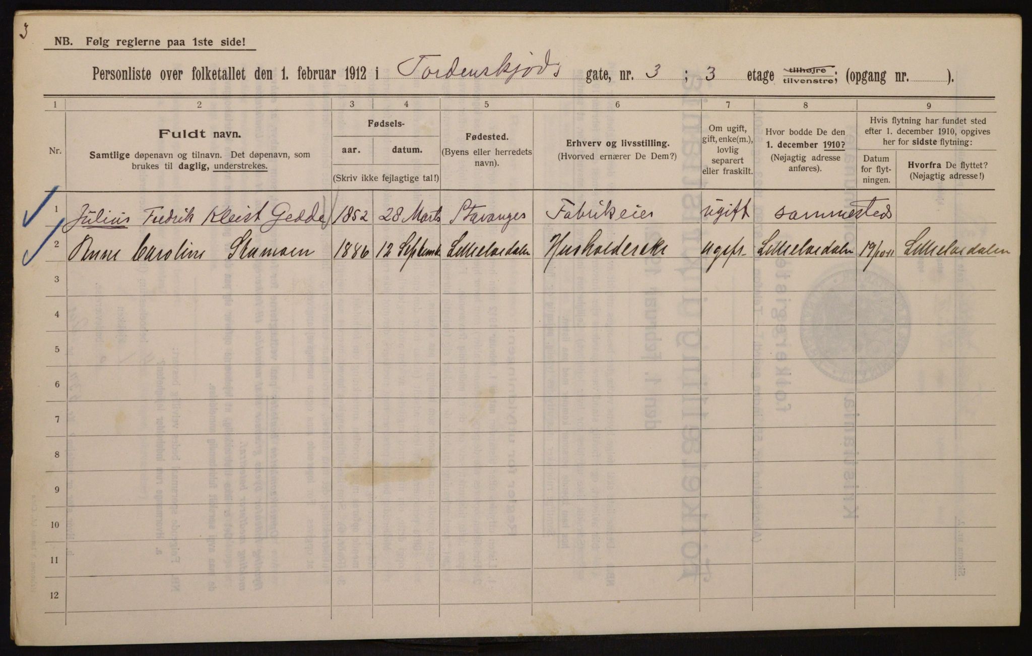 OBA, Kommunal folketelling 1.2.1912 for Kristiania, 1912, s. 113711