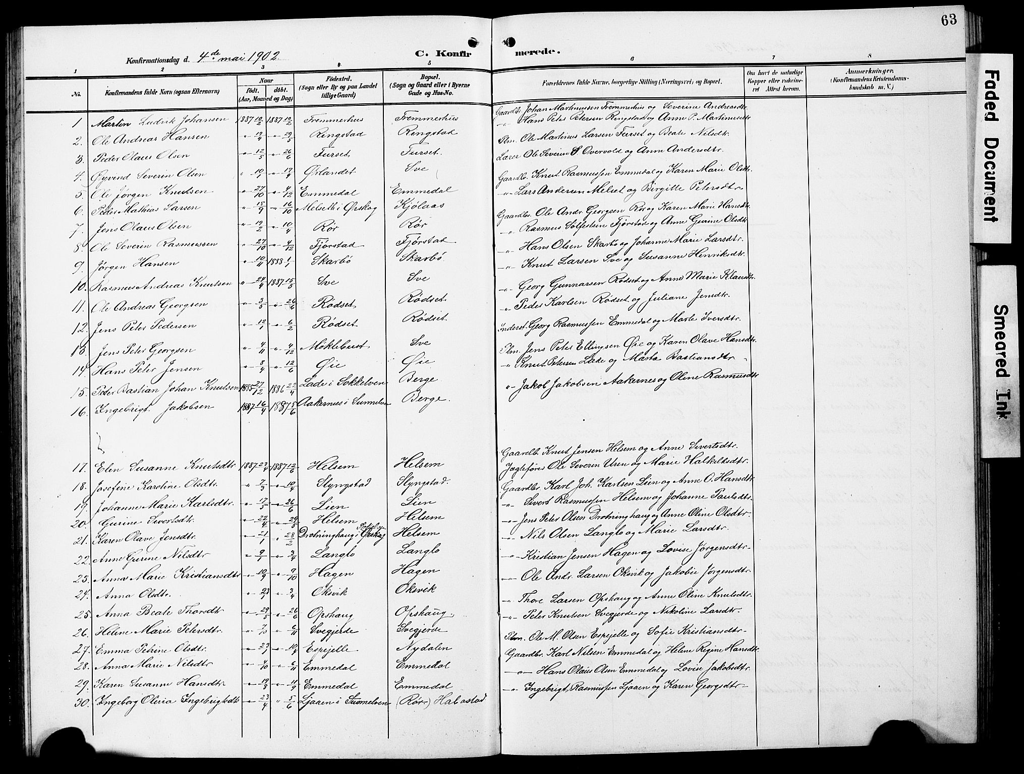 Ministerialprotokoller, klokkerbøker og fødselsregistre - Møre og Romsdal, AV/SAT-A-1454/520/L0293: Klokkerbok nr. 520C05, 1902-1923, s. 63