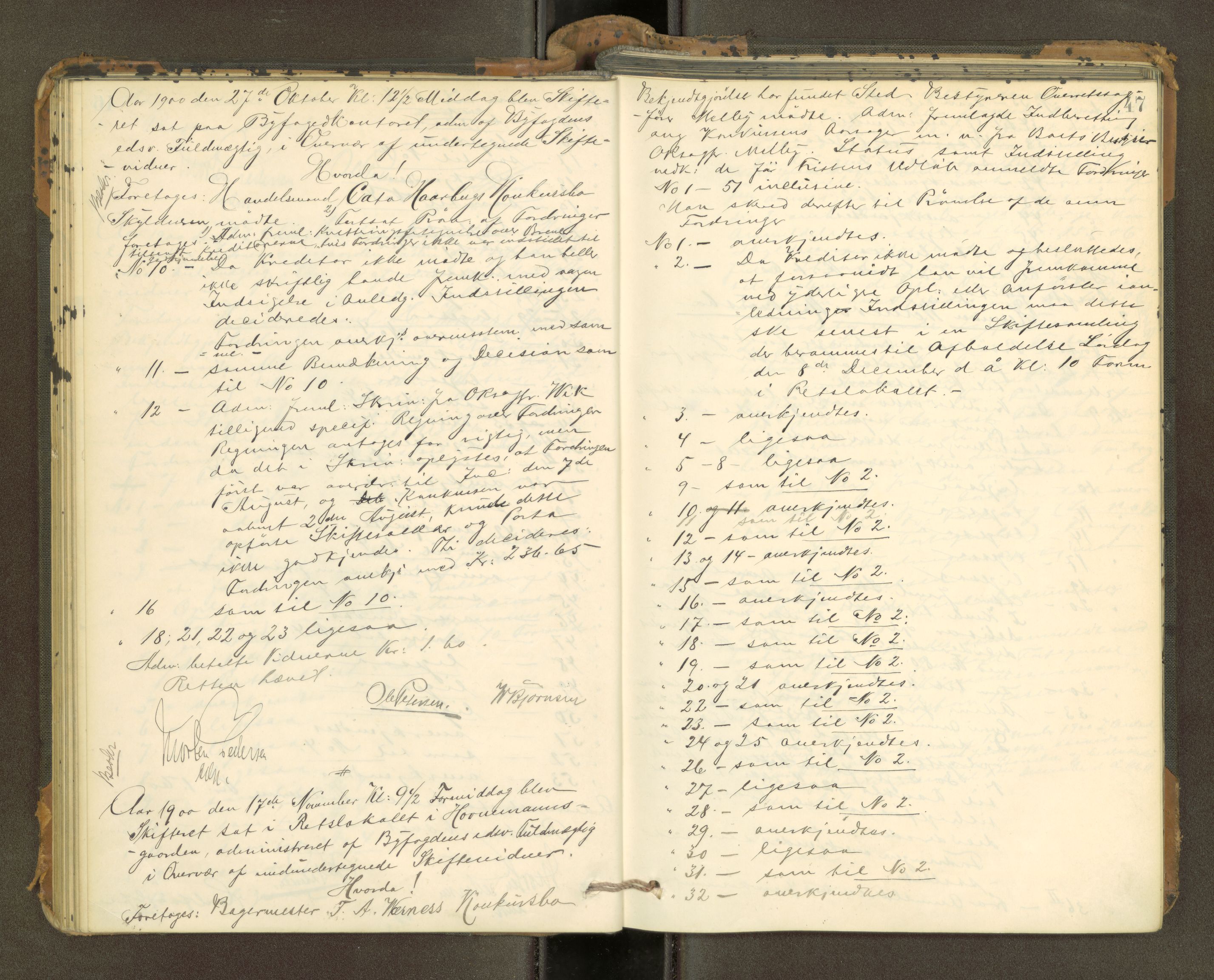 Trondheim byfogd, AV/SAT-A-0003/1/3/3B/L0013: Skiftebehandlingsprotokoll - 13/1-1674. (u/ register) U, 1900-1904, s. 47