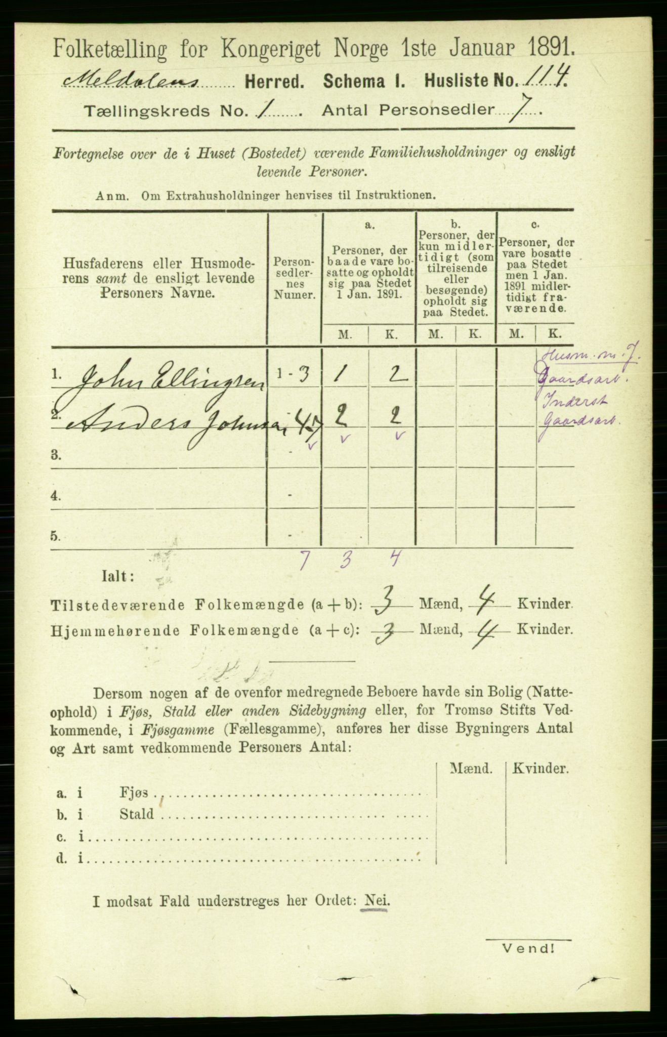 RA, Folketelling 1891 for 1636 Meldal herred, 1891, s. 143