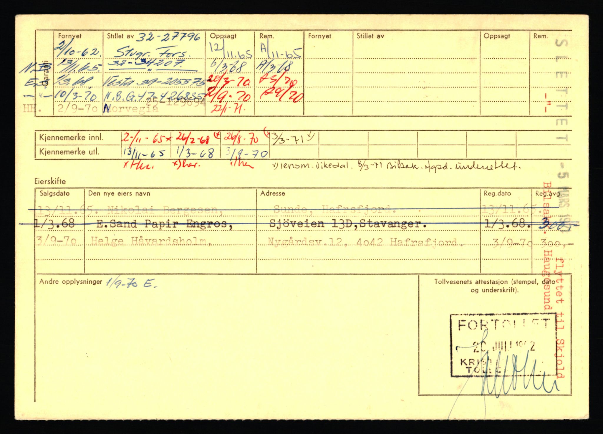 Stavanger trafikkstasjon, SAST/A-101942/0/F/L0071: L-80500 - L-82199, 1930-1971, s. 2200