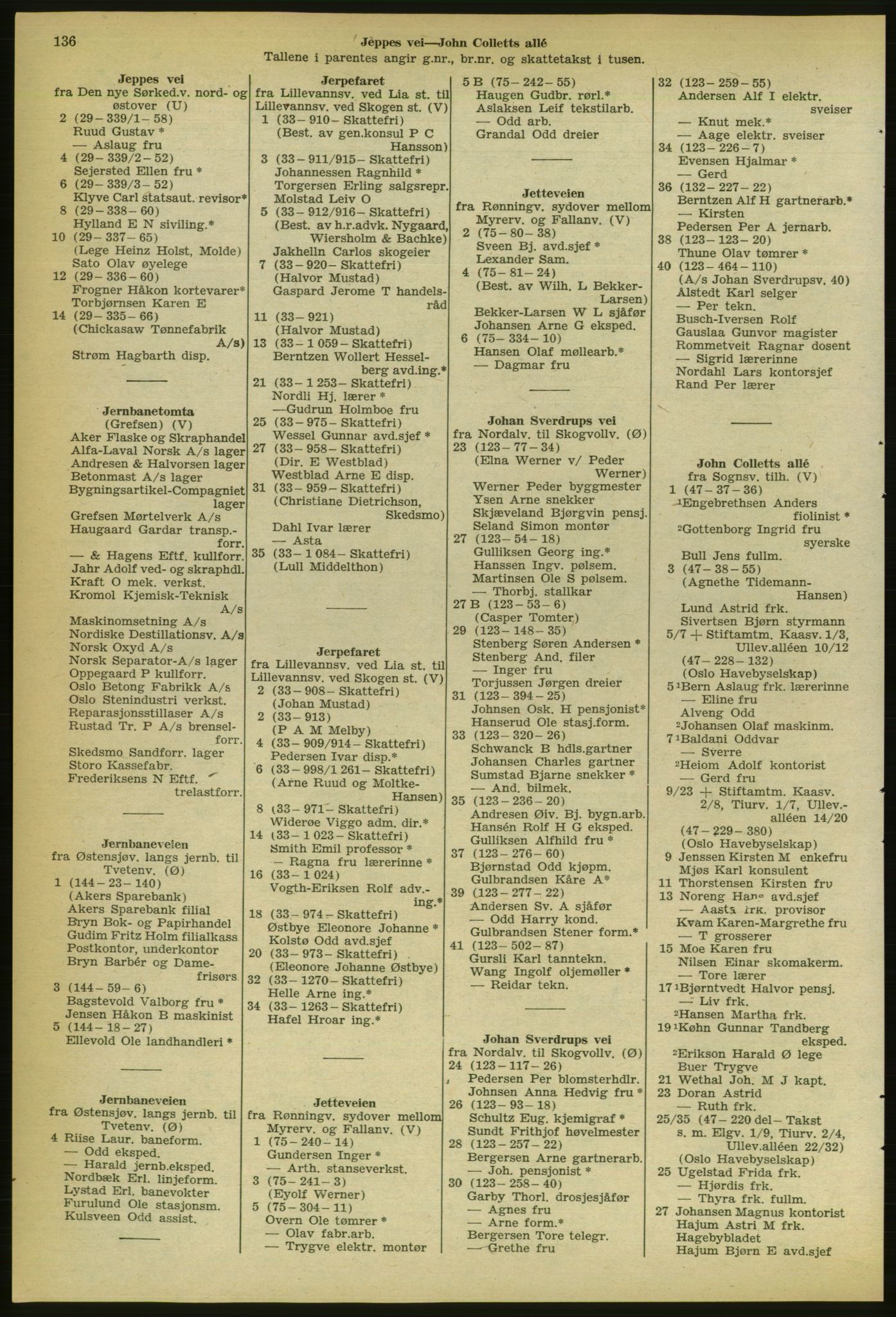 Kristiania/Oslo adressebok, PUBL/-, 1956-1957, s. 136