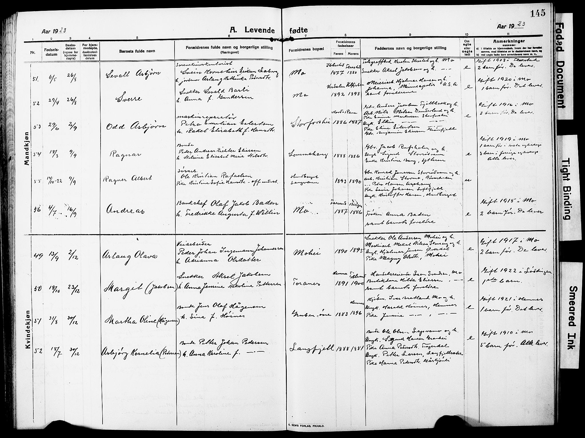 Ministerialprotokoller, klokkerbøker og fødselsregistre - Nordland, AV/SAT-A-1459/827/L0423: Klokkerbok nr. 827C12, 1912-1930, s. 145