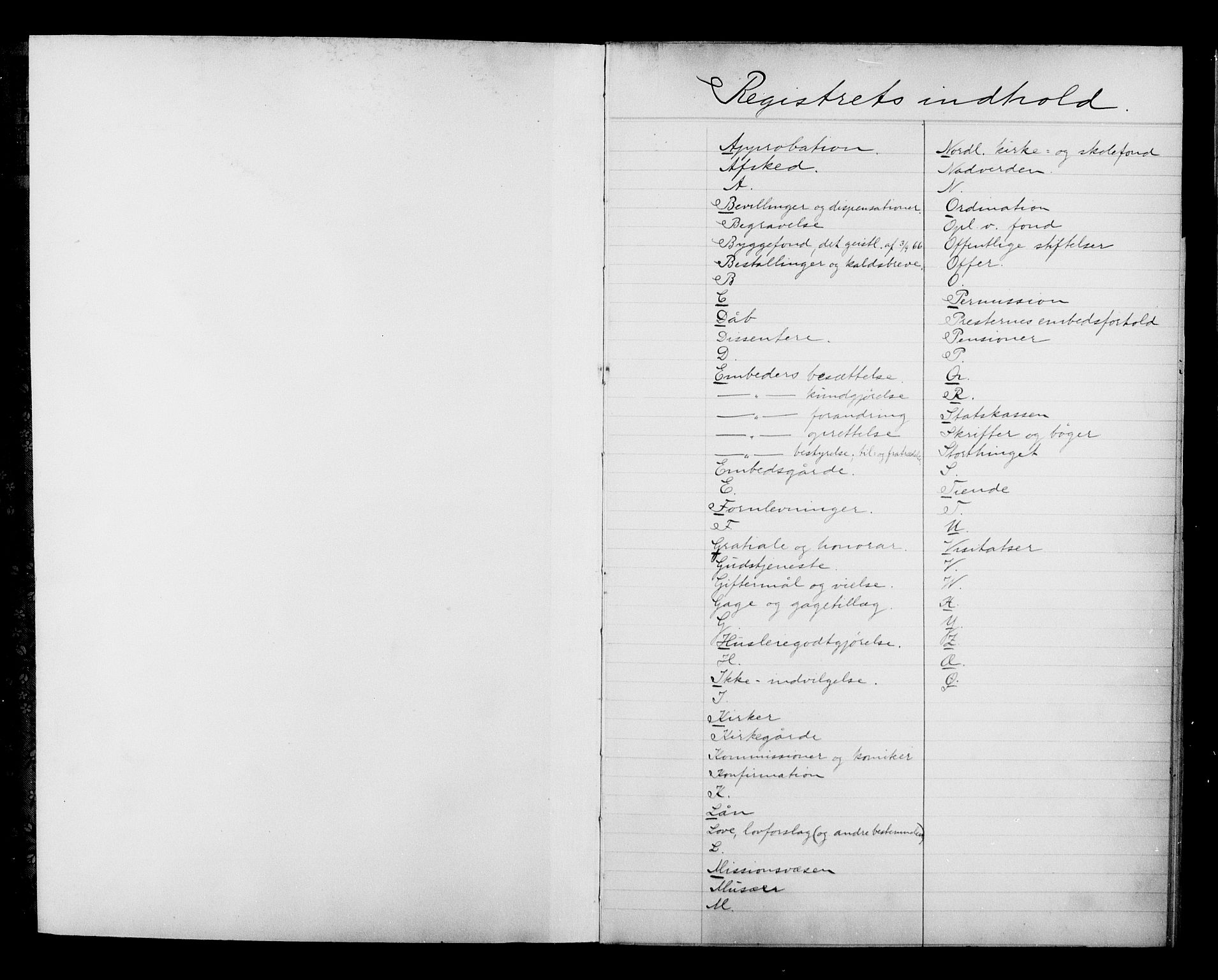 Kirke- og undervisningsdepartementet, Kontoret  for kirke og geistlighet A, AV/RA-S-1007/A/Aa/L0270: Register, 1899