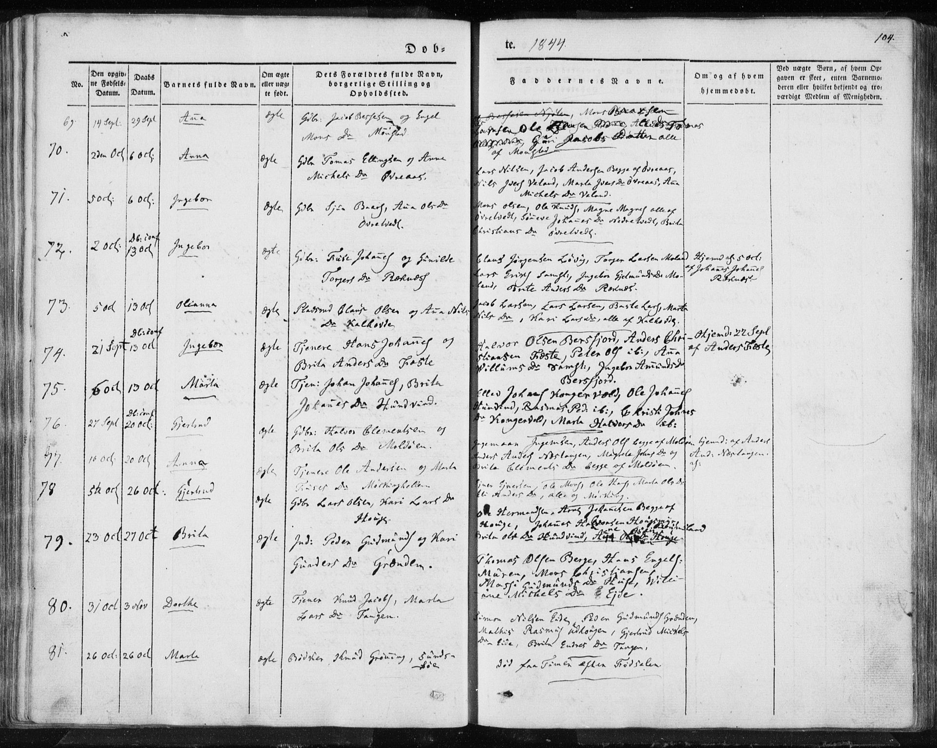 Lindås Sokneprestembete, AV/SAB-A-76701/H/Haa/Haaa/L0010: Ministerialbok nr. A 10, 1842-1862, s. 104