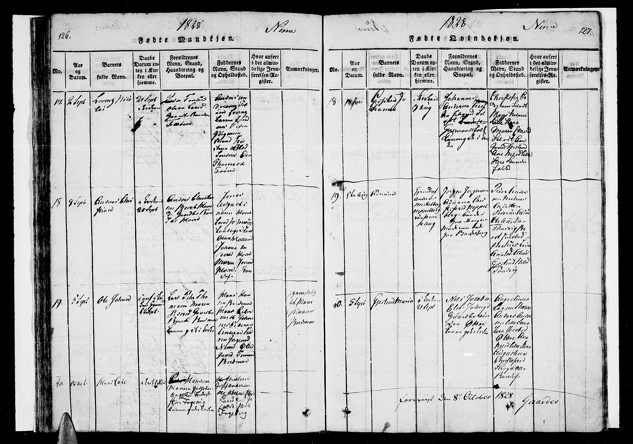 Ministerialprotokoller, klokkerbøker og fødselsregistre - Nordland, AV/SAT-A-1459/838/L0546: Ministerialbok nr. 838A05 /1, 1820-1828, s. 126-127