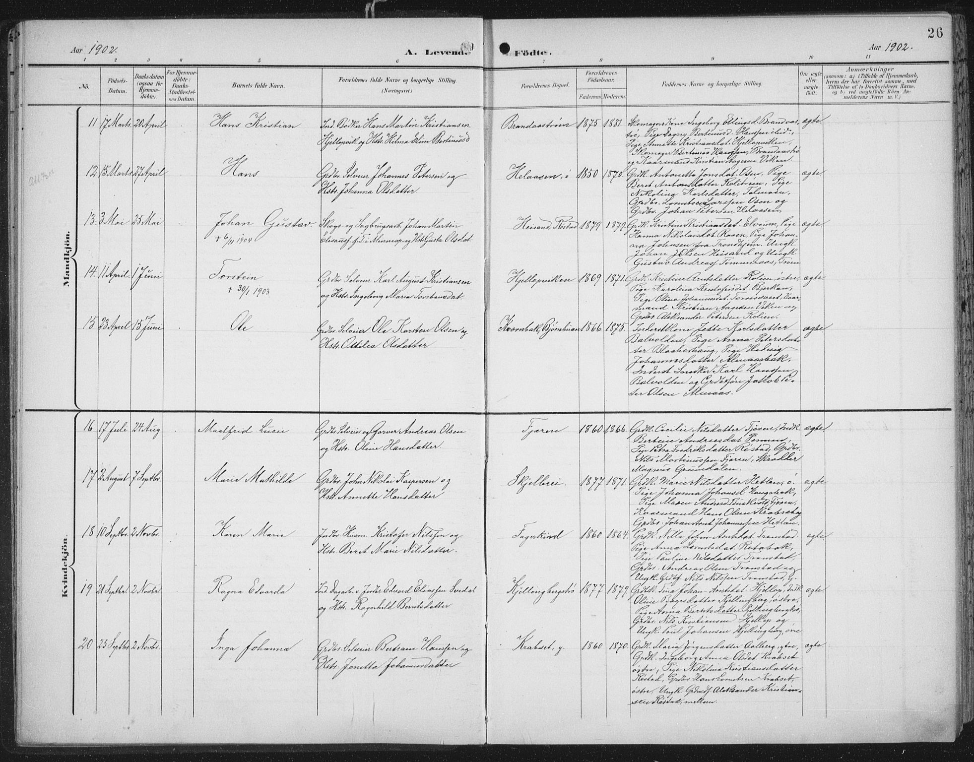 Ministerialprotokoller, klokkerbøker og fødselsregistre - Nord-Trøndelag, AV/SAT-A-1458/701/L0011: Ministerialbok nr. 701A11, 1899-1915, s. 26