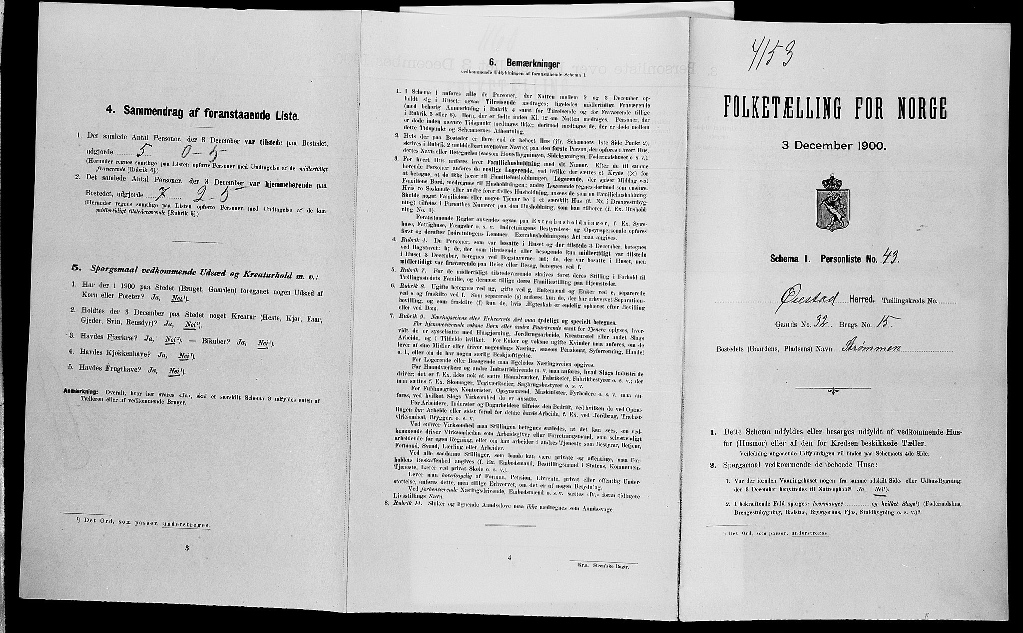 SAK, Folketelling 1900 for 0920 Øyestad herred, 1900, s. 137