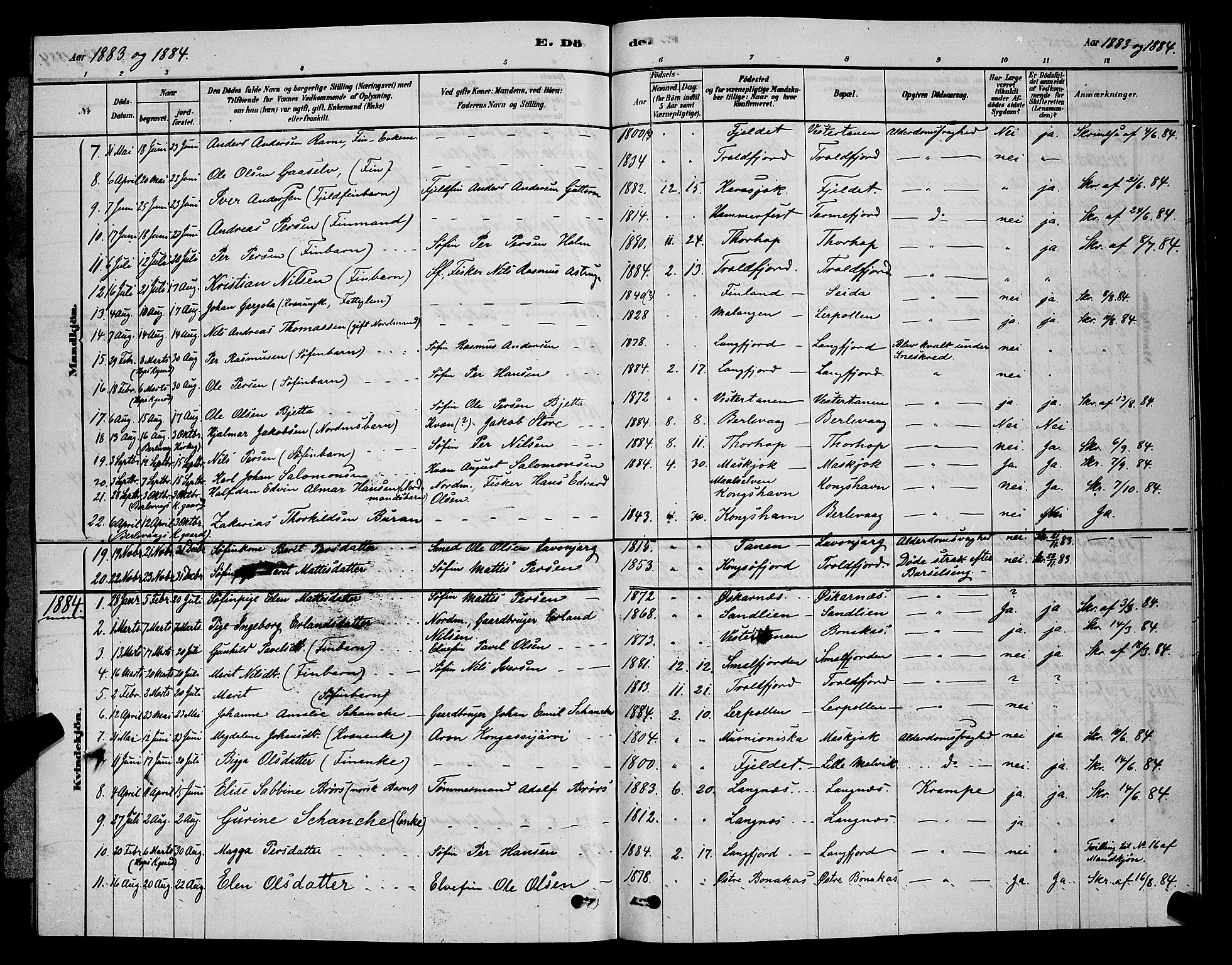 Tana sokneprestkontor, AV/SATØ-S-1334/H/Hb/L0003klokker: Klokkerbok nr. 3, 1878-1890