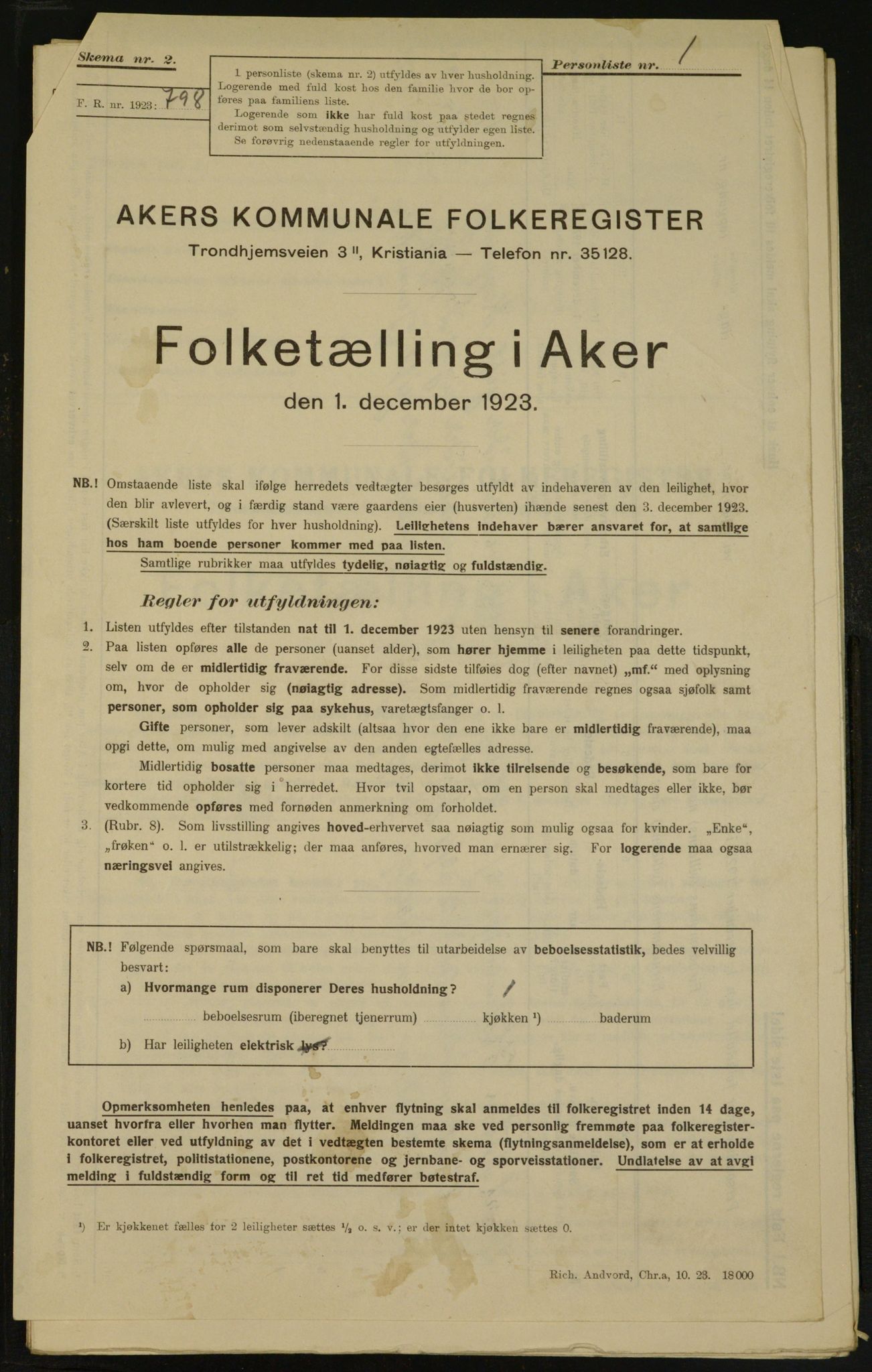 , Kommunal folketelling 1.12.1923 for Aker, 1923, s. 4876