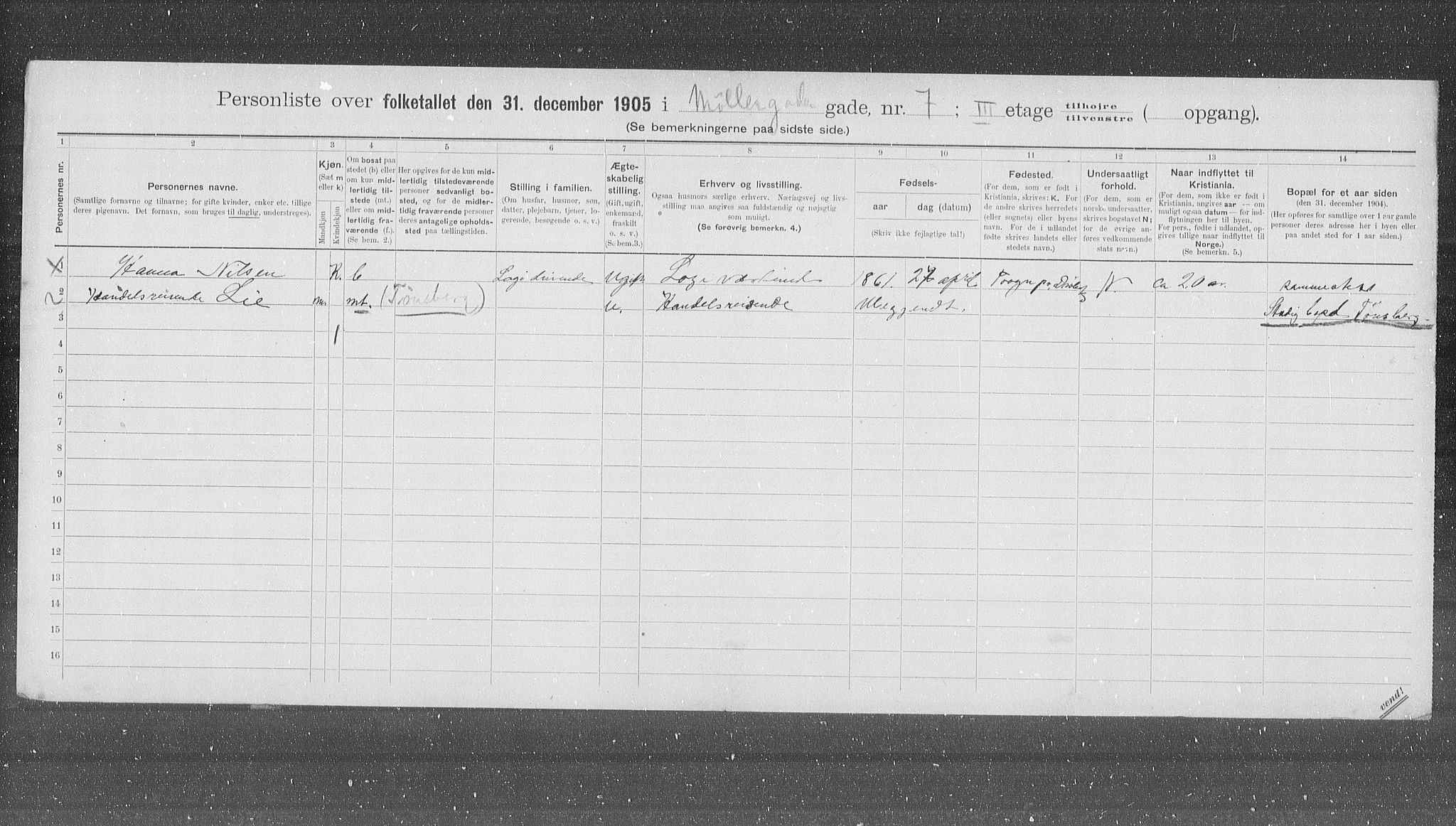 OBA, Kommunal folketelling 31.12.1905 for Kristiania kjøpstad, 1905, s. 35912