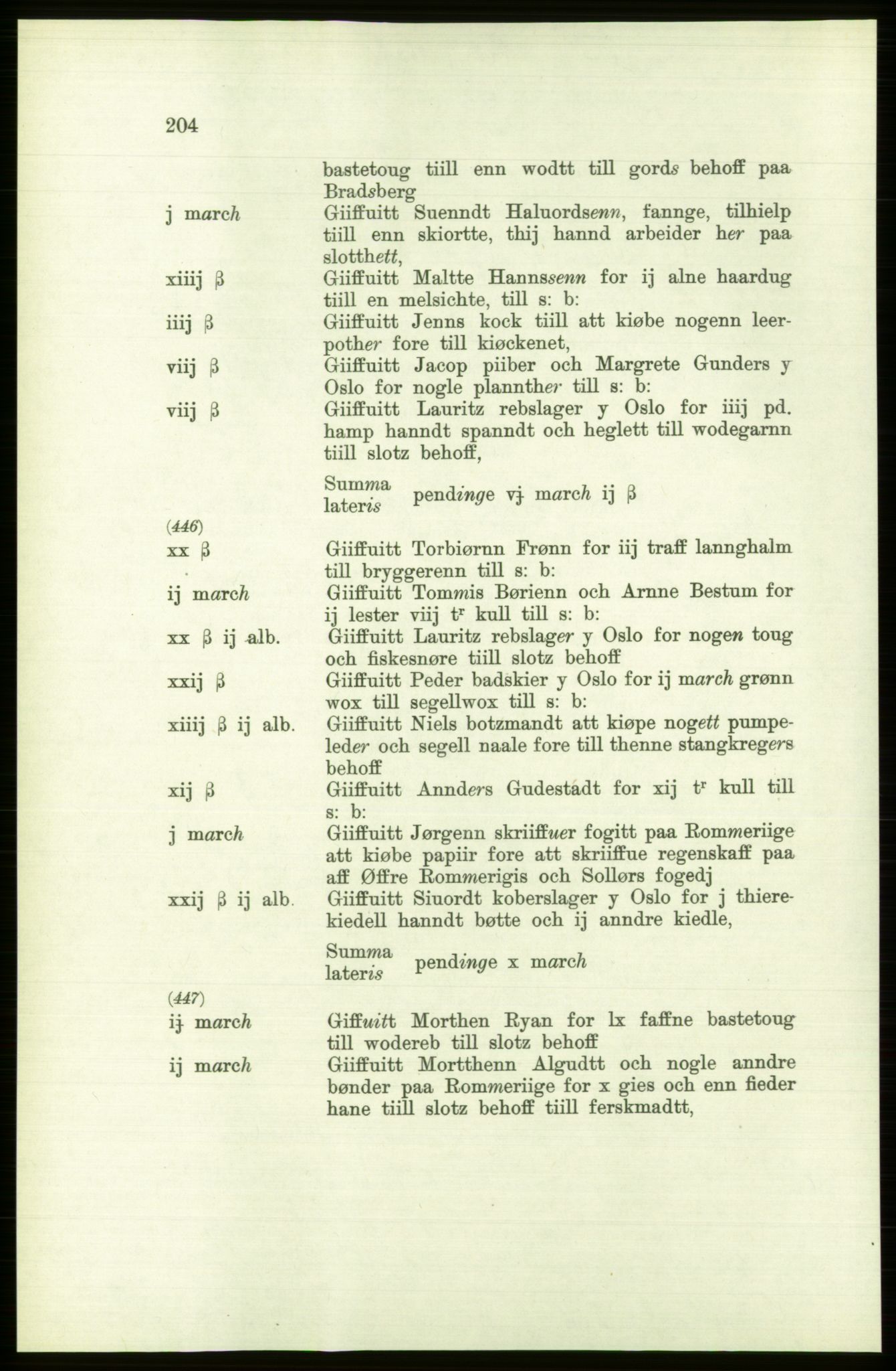 Publikasjoner utgitt av Arkivverket, PUBL/PUBL-001/C/0001: Bind 1: Rekneskap for Akershus len 1557-1558, 1557-1558, s. 204