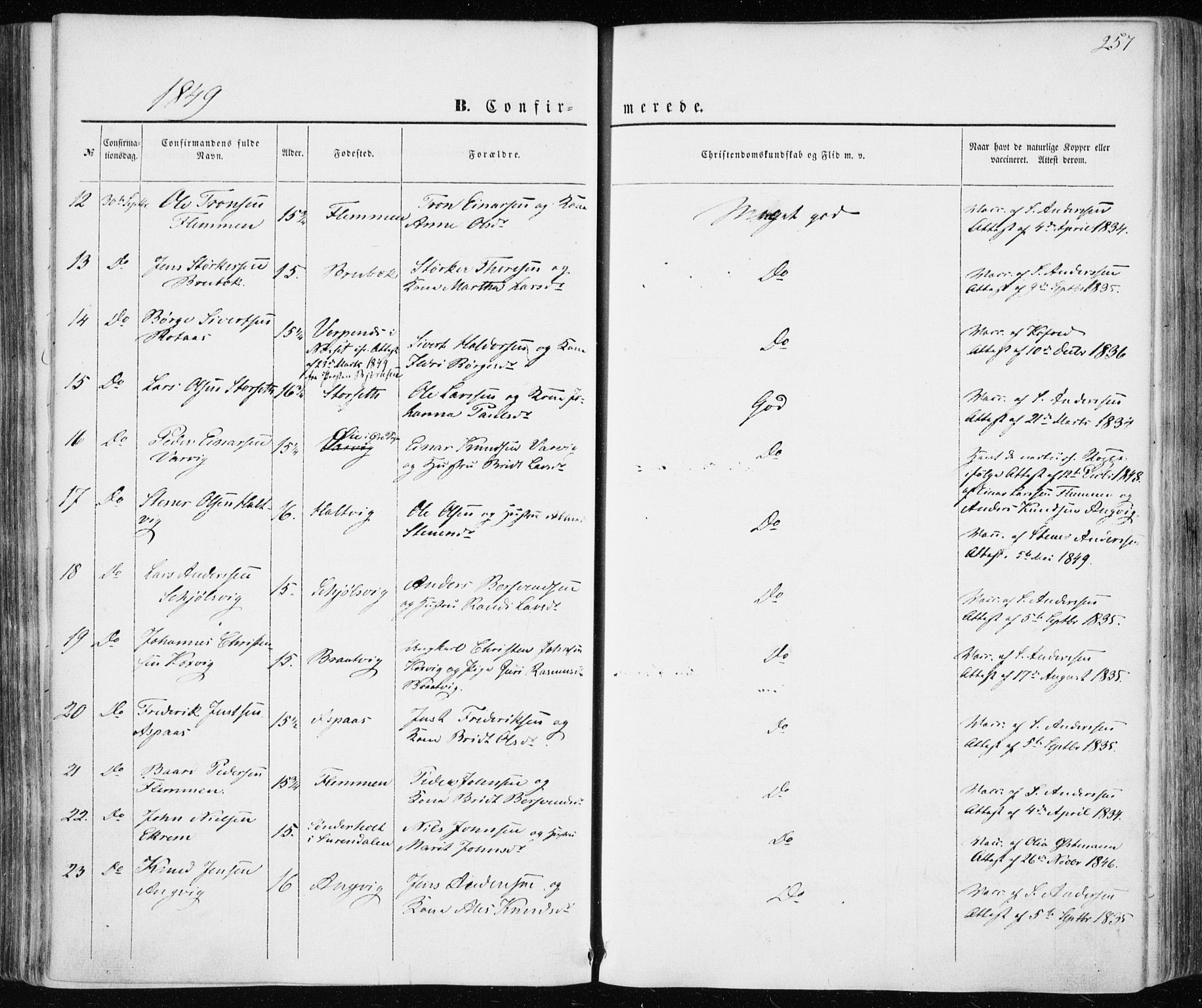 Ministerialprotokoller, klokkerbøker og fødselsregistre - Møre og Romsdal, AV/SAT-A-1454/586/L0984: Ministerialbok nr. 586A10, 1844-1856, s. 257