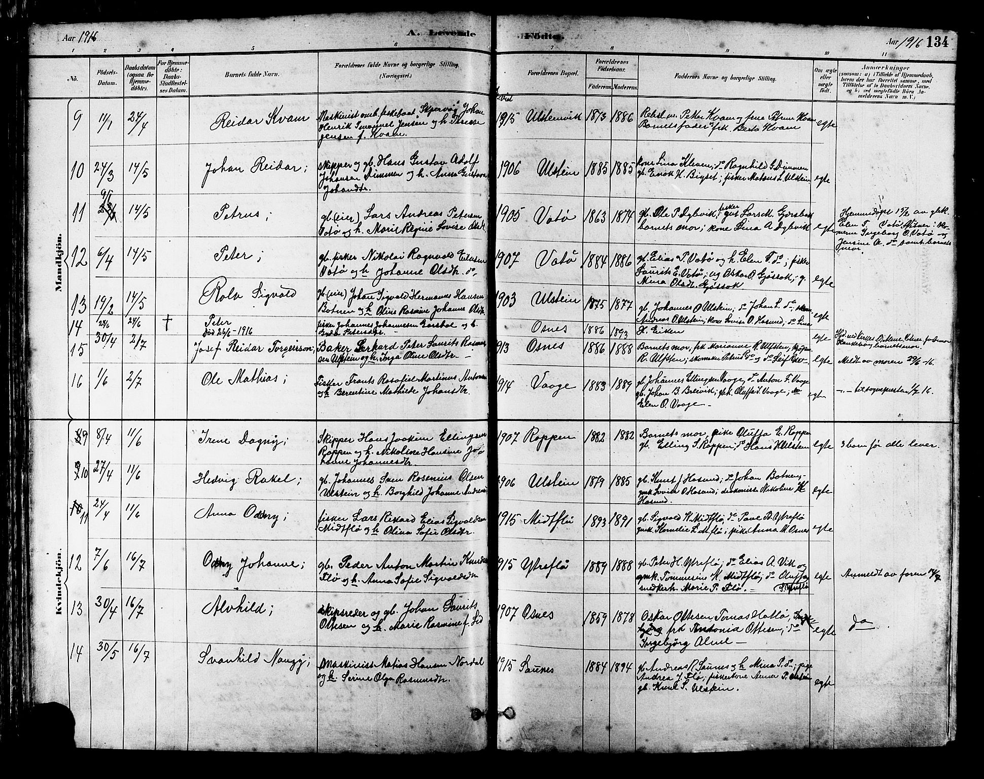 Ministerialprotokoller, klokkerbøker og fødselsregistre - Møre og Romsdal, AV/SAT-A-1454/509/L0112: Klokkerbok nr. 509C02, 1883-1922, s. 134
