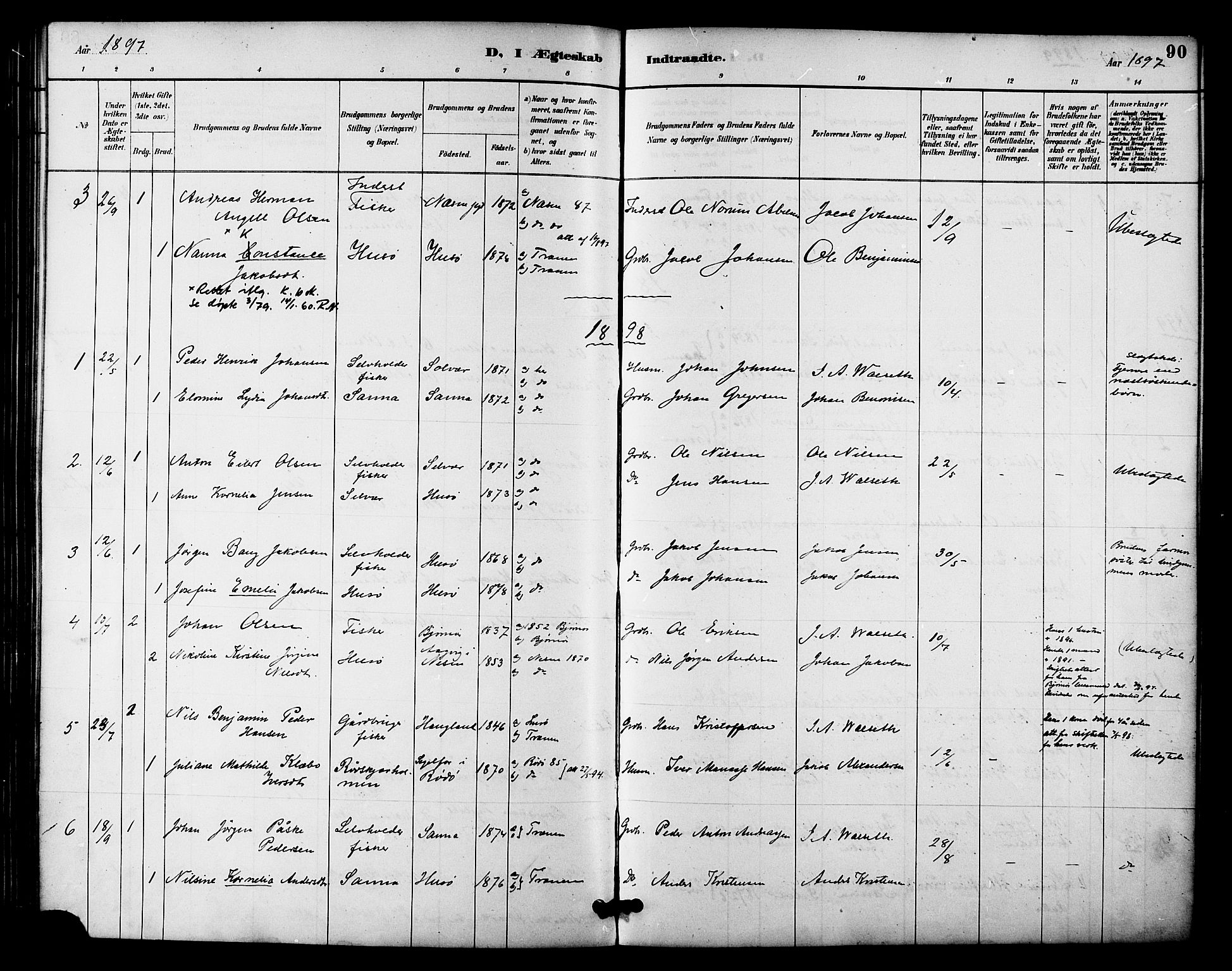 Ministerialprotokoller, klokkerbøker og fødselsregistre - Nordland, AV/SAT-A-1459/840/L0580: Ministerialbok nr. 840A02, 1887-1909, s. 90