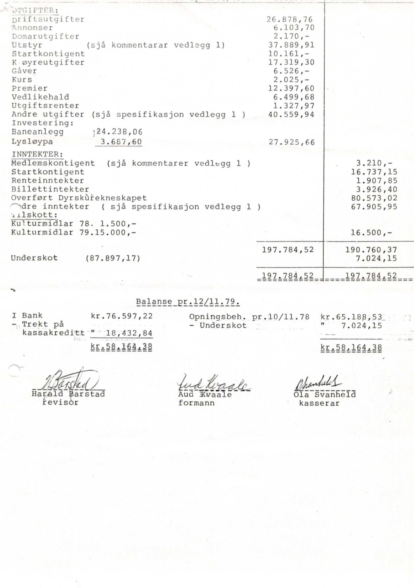 Seljord Idrettslag, VTM/A-1034/A/Ab/L0001: Årsmeldingar, 1979