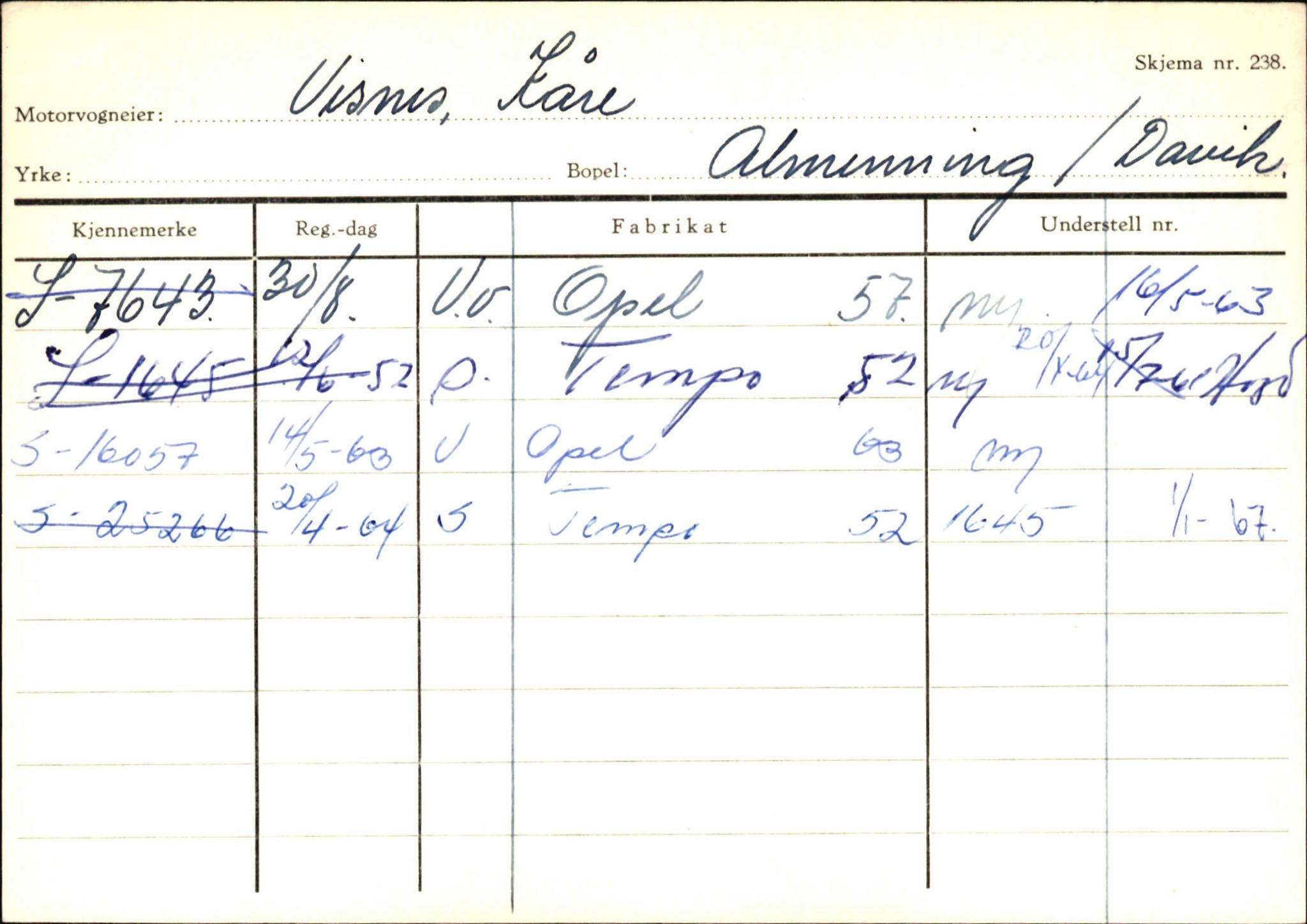 Statens vegvesen, Sogn og Fjordane vegkontor, AV/SAB-A-5301/4/F/L0145: Registerkort Vågsøy S-Å. Årdal I-P, 1945-1975, s. 702