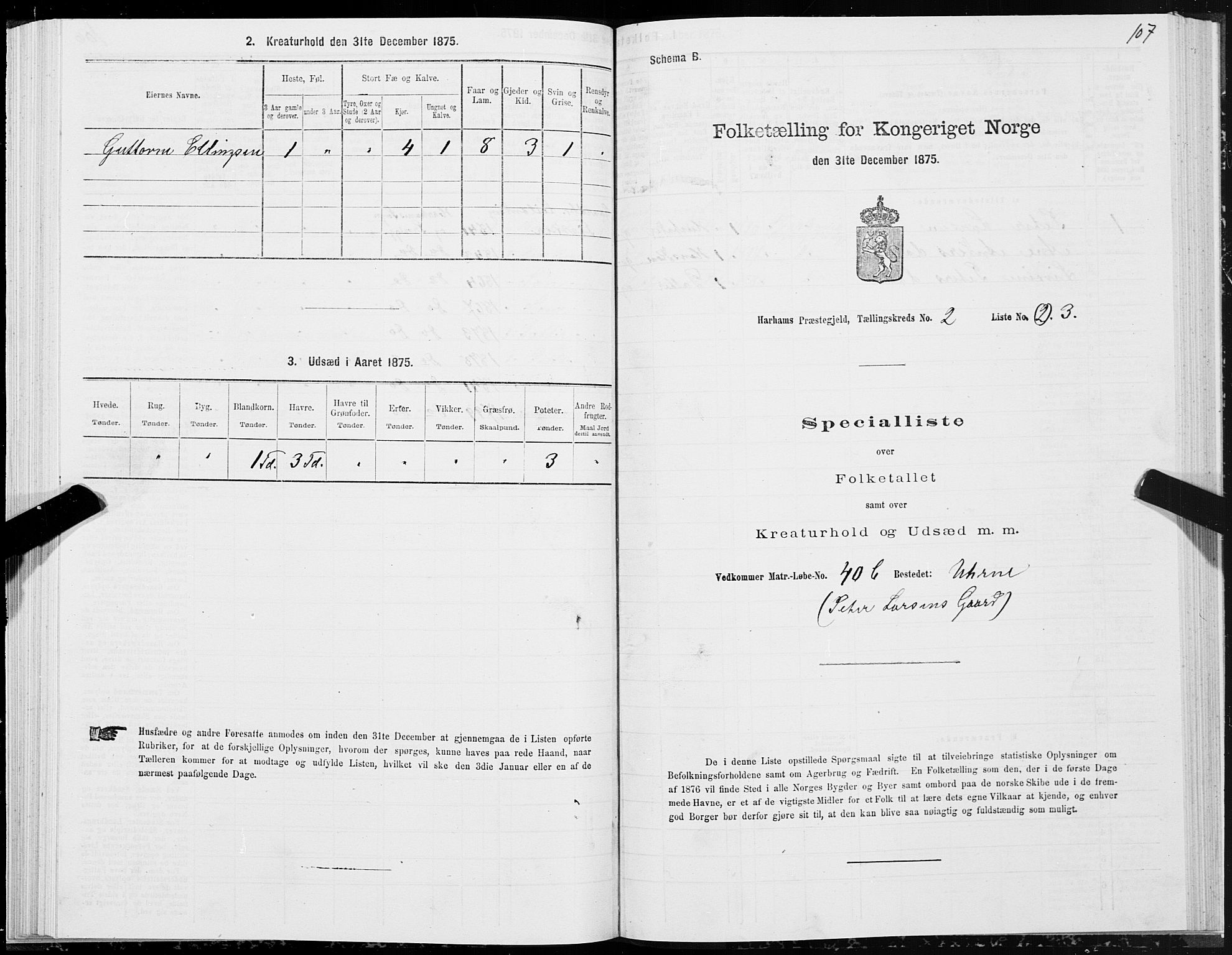 SAT, Folketelling 1875 for 1534P Haram prestegjeld, 1875, s. 1107