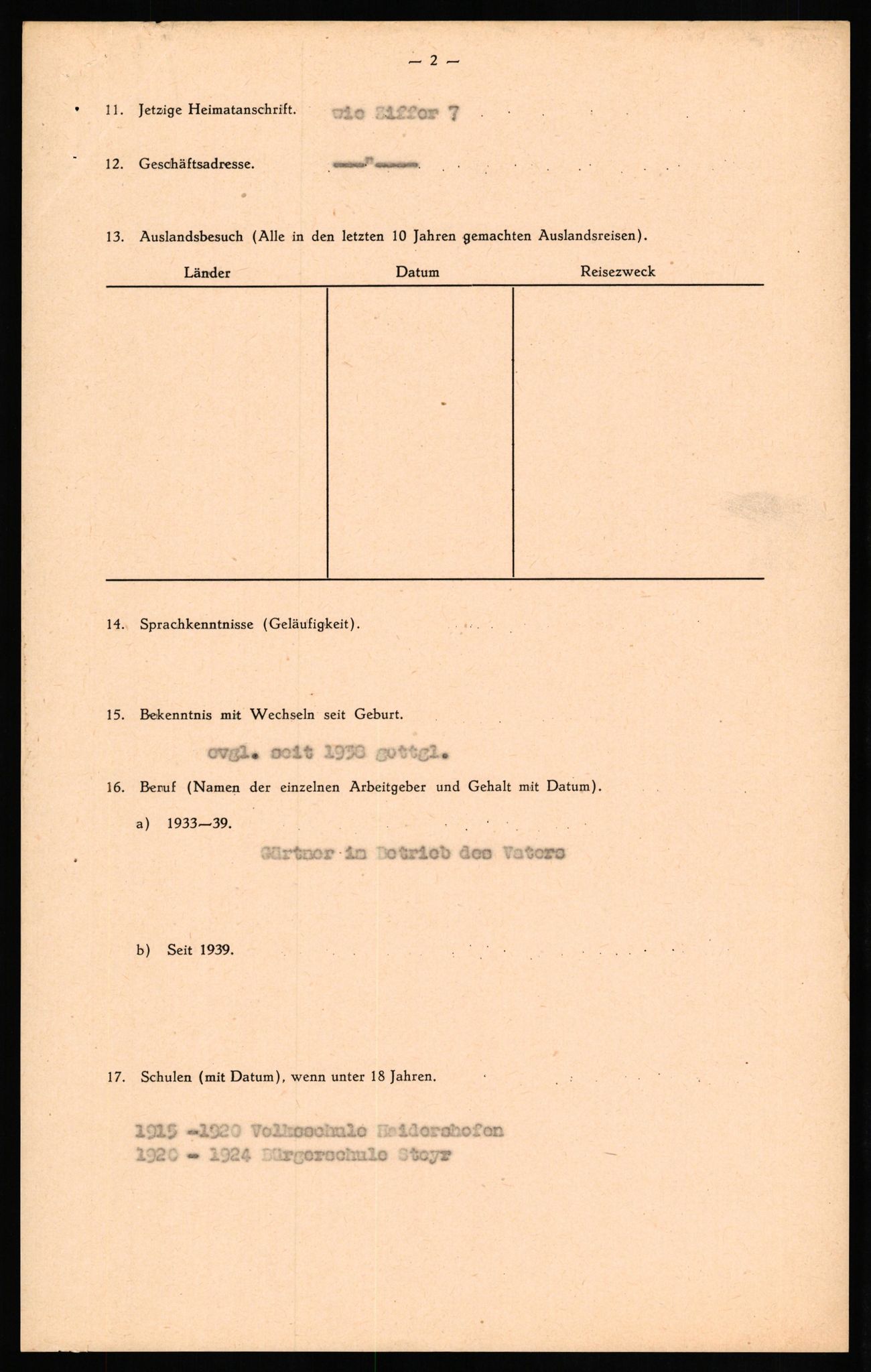 Forsvaret, Forsvarets overkommando II, RA/RAFA-3915/D/Db/L0023: CI Questionaires. Tyske okkupasjonsstyrker i Norge. Tyskere., 1945-1946, s. 517