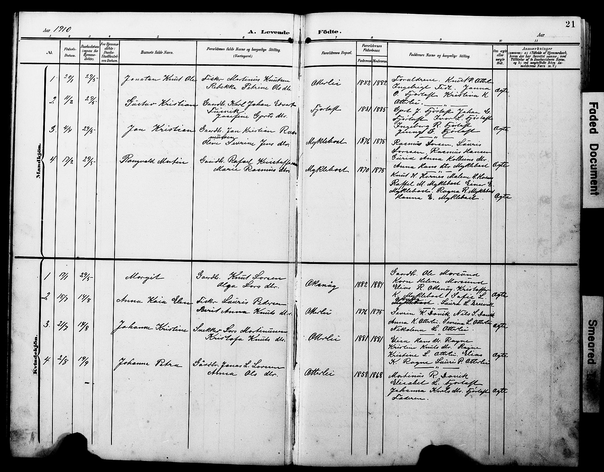 Ministerialprotokoller, klokkerbøker og fødselsregistre - Møre og Romsdal, AV/SAT-A-1454/538/L0524: Klokkerbok nr. 538C02, 1901-1931, s. 21