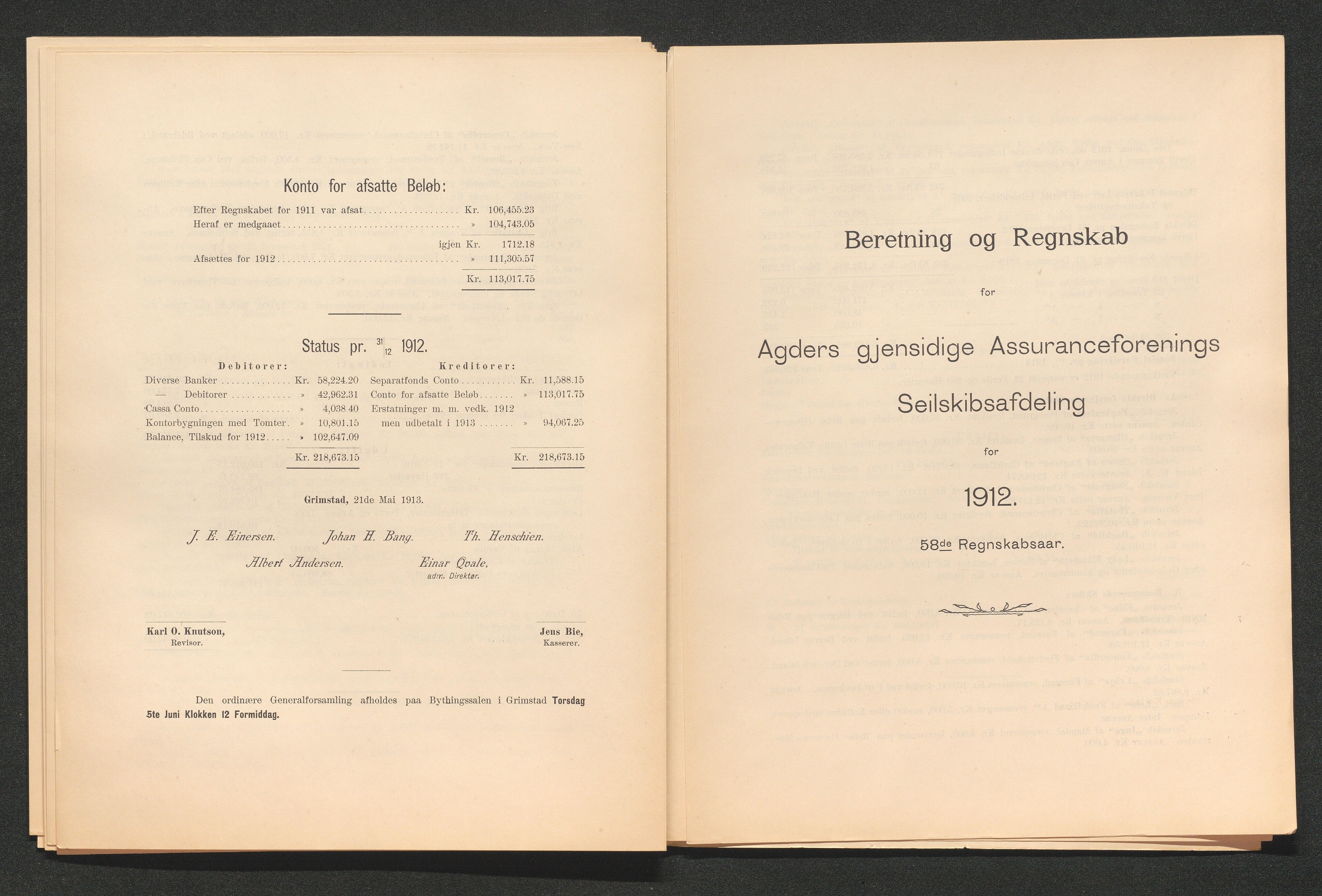 Agders Gjensidige Assuranceforening, AAKS/PA-1718/05/L0003: Regnskap, seilavdeling, pakkesak, 1890-1912
