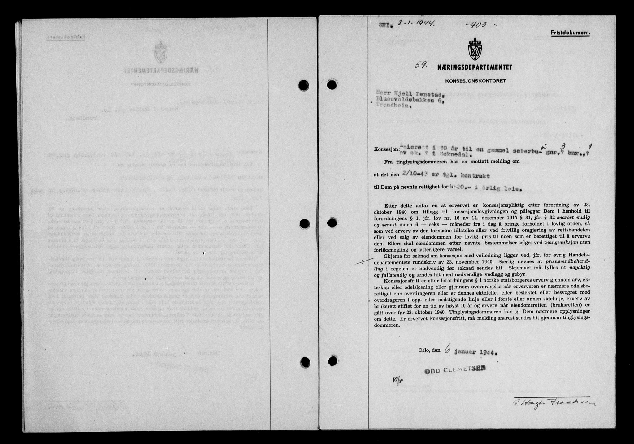 Gauldal sorenskriveri, SAT/A-0014/1/2/2C/L0057: Pantebok nr. 62, 1943-1944, Dagboknr: 59/1944