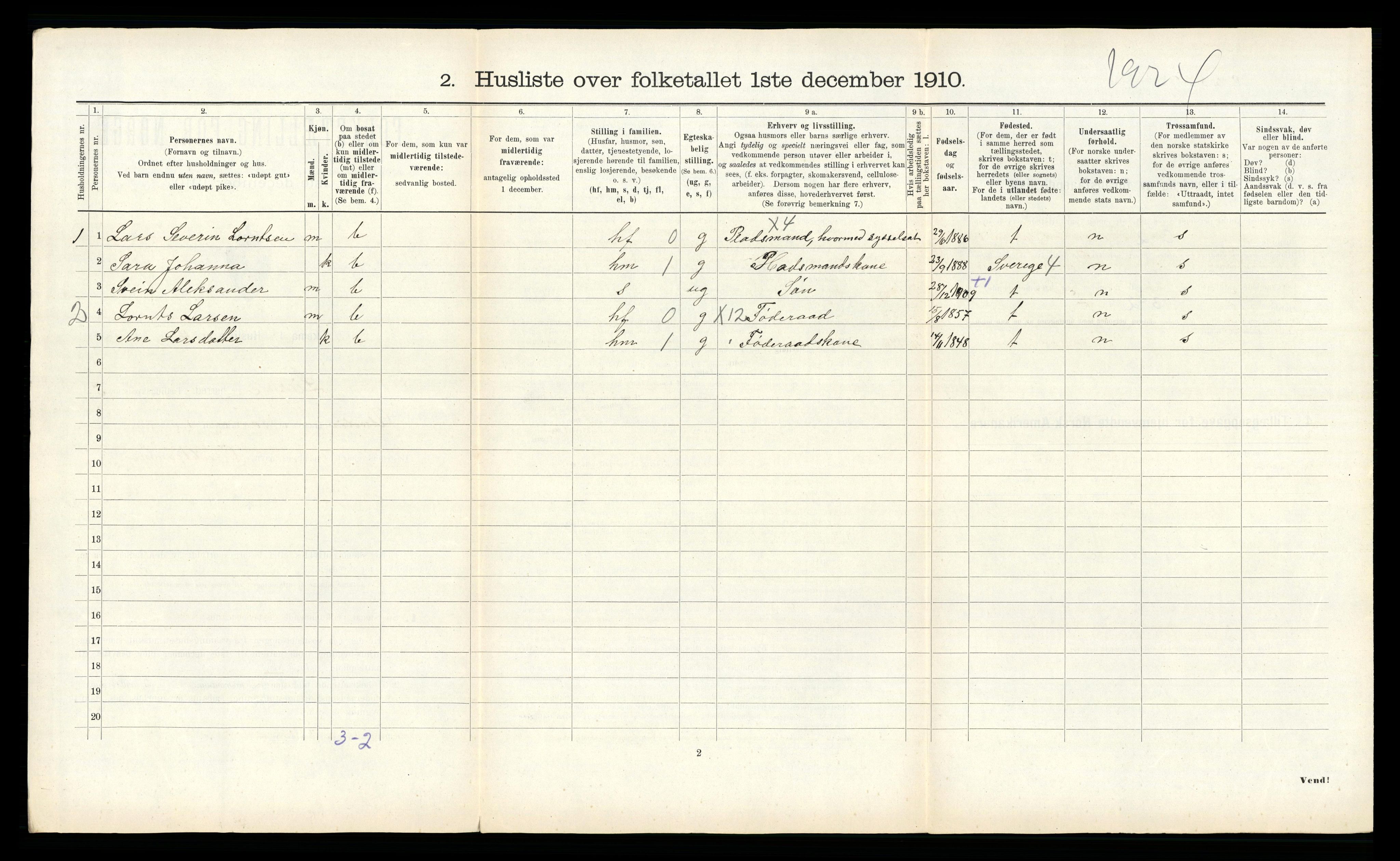 RA, Folketelling 1910 for 1737 Lierne herred, 1910, s. 264