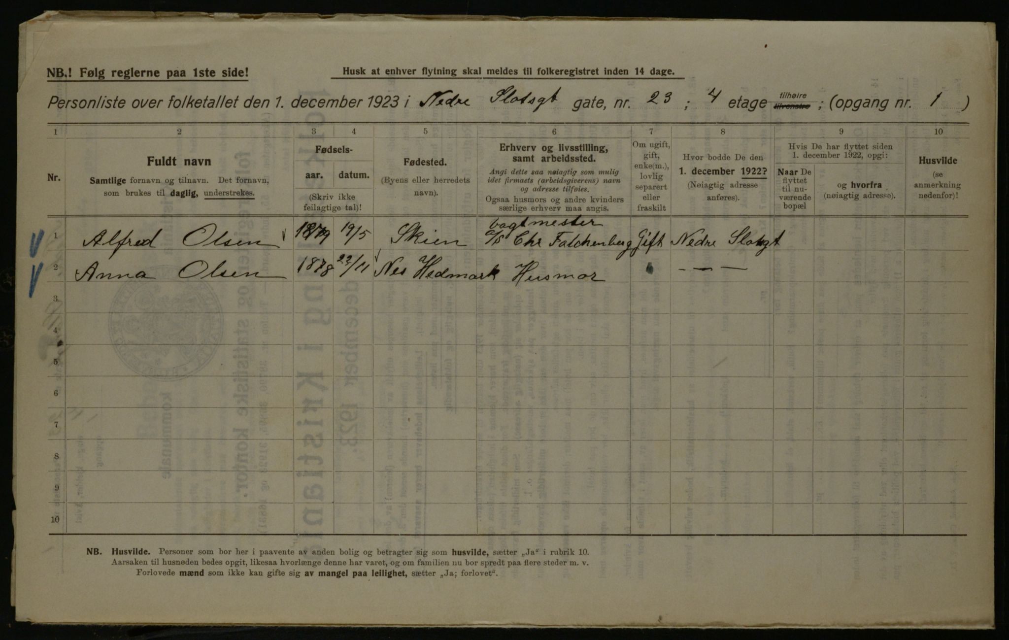 OBA, Kommunal folketelling 1.12.1923 for Kristiania, 1923, s. 76527