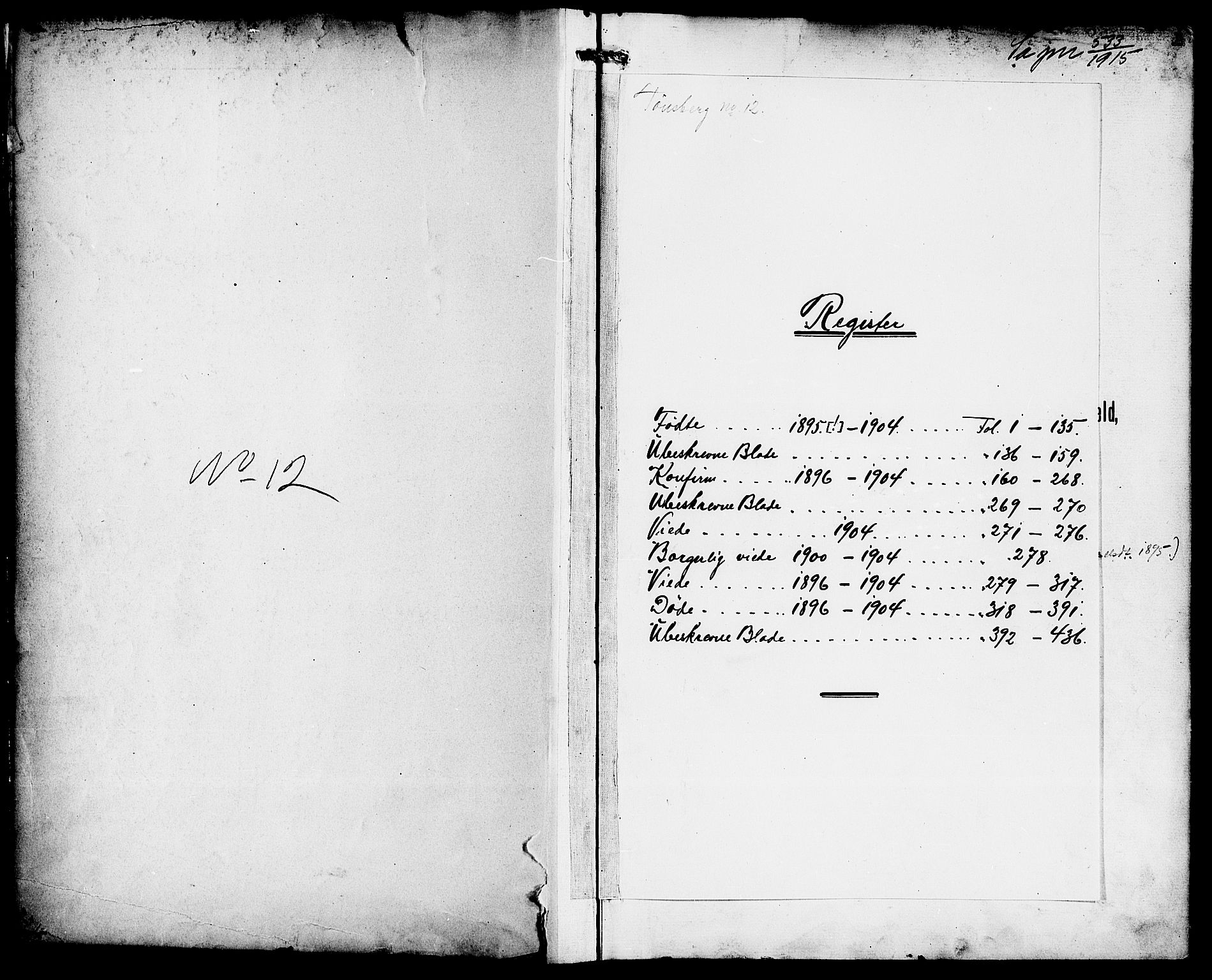 Tønsberg kirkebøker, SAKO/A-330/G/Ga/L0007: Klokkerbok nr. 7, 1896-1904