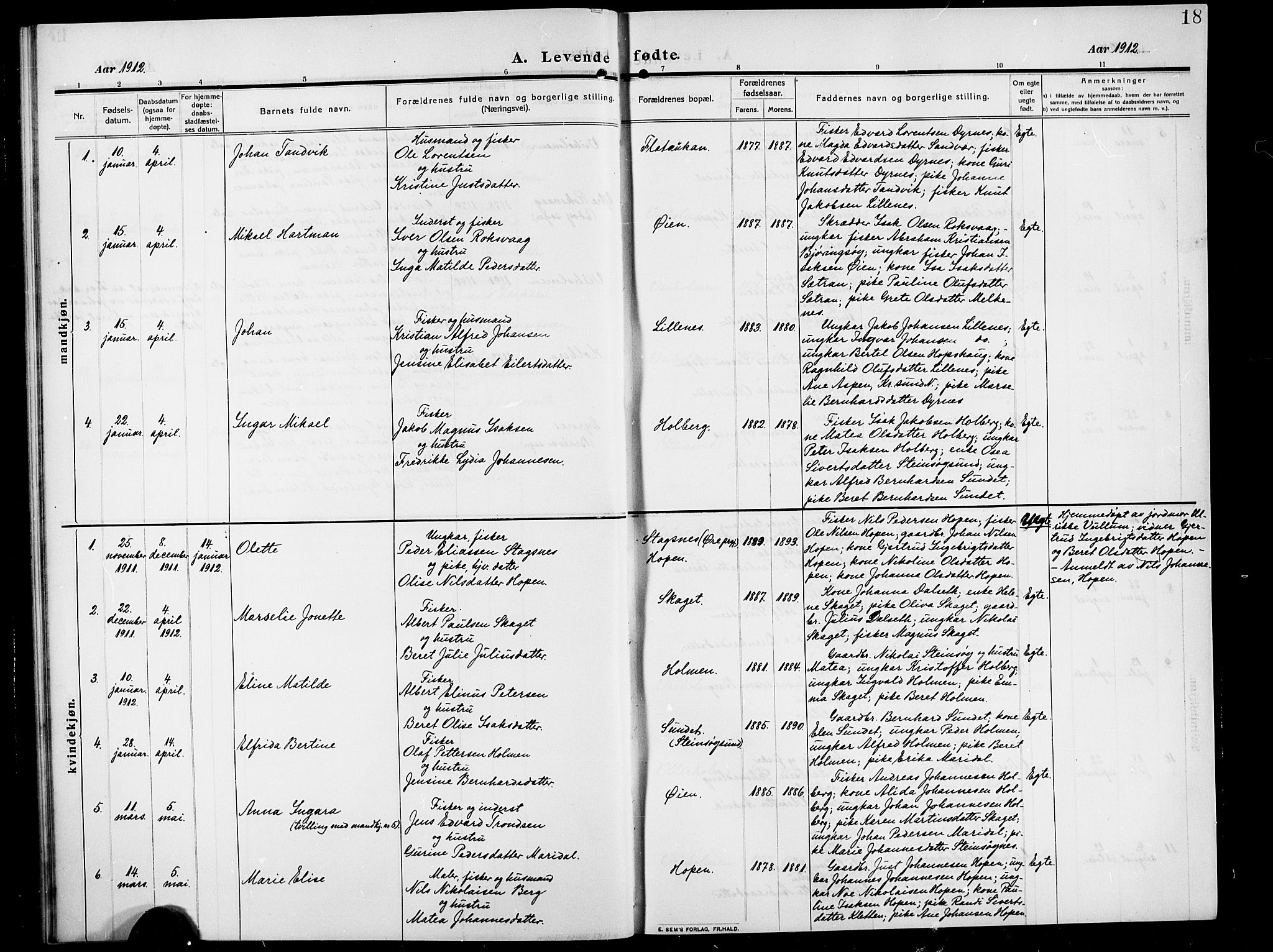 Ministerialprotokoller, klokkerbøker og fødselsregistre - Møre og Romsdal, AV/SAT-A-1454/583/L0956: Klokkerbok nr. 583C01, 1909-1925, s. 18