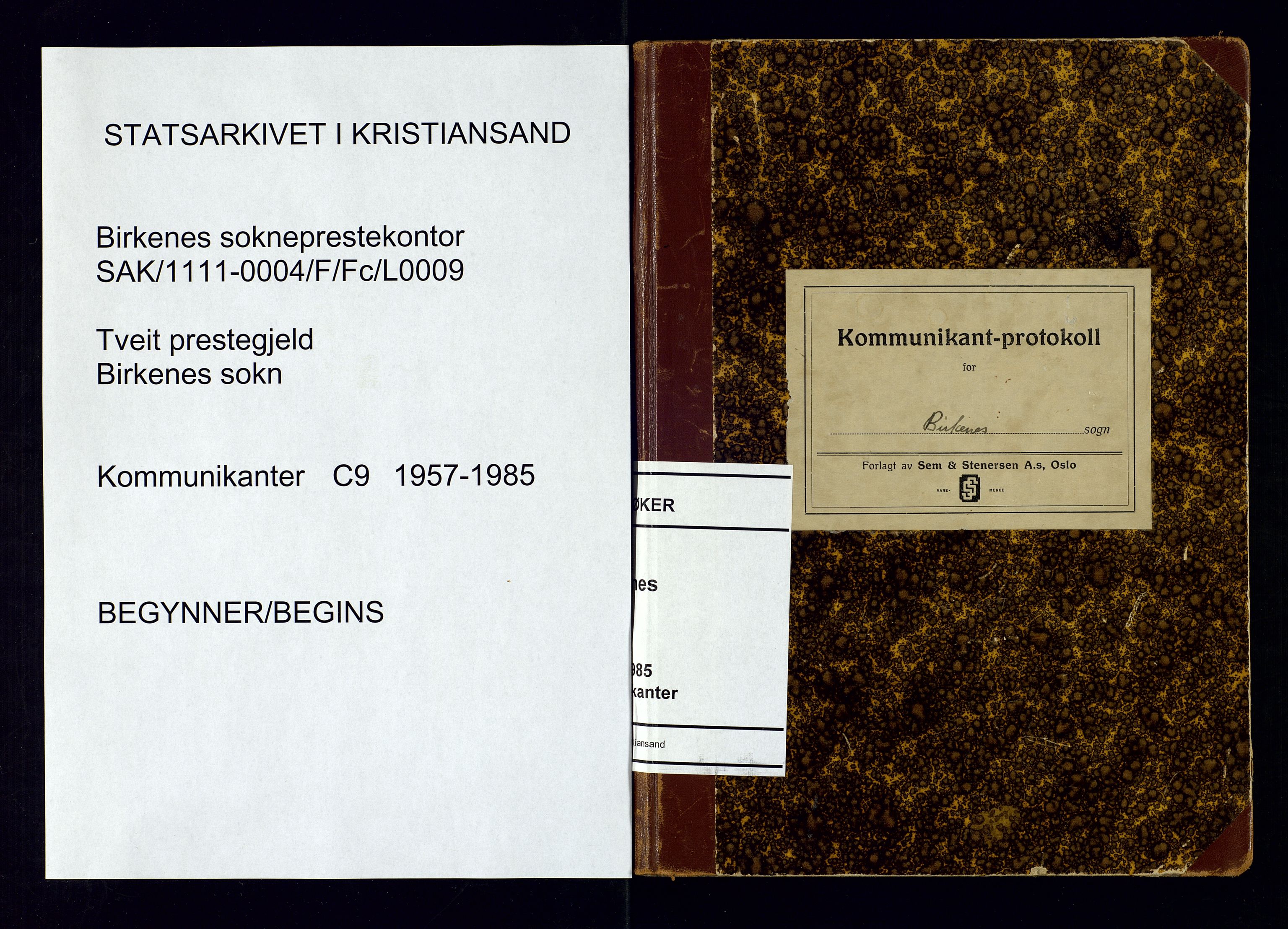 Birkenes sokneprestkontor, SAK/1111-0004/F/Fc/L0009: Kommunikantprotokoll nr. C-9, 1957-1985