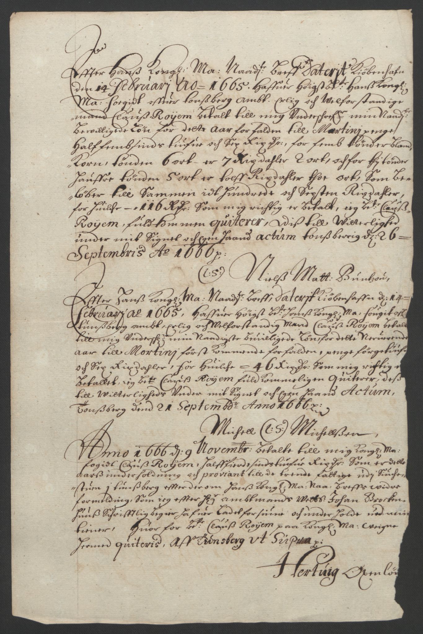 Rentekammeret inntil 1814, Reviderte regnskaper, Fogderegnskap, RA/EA-4092/R32/L1842: Fogderegnskap Jarlsberg grevskap, 1664-1673, s. 81
