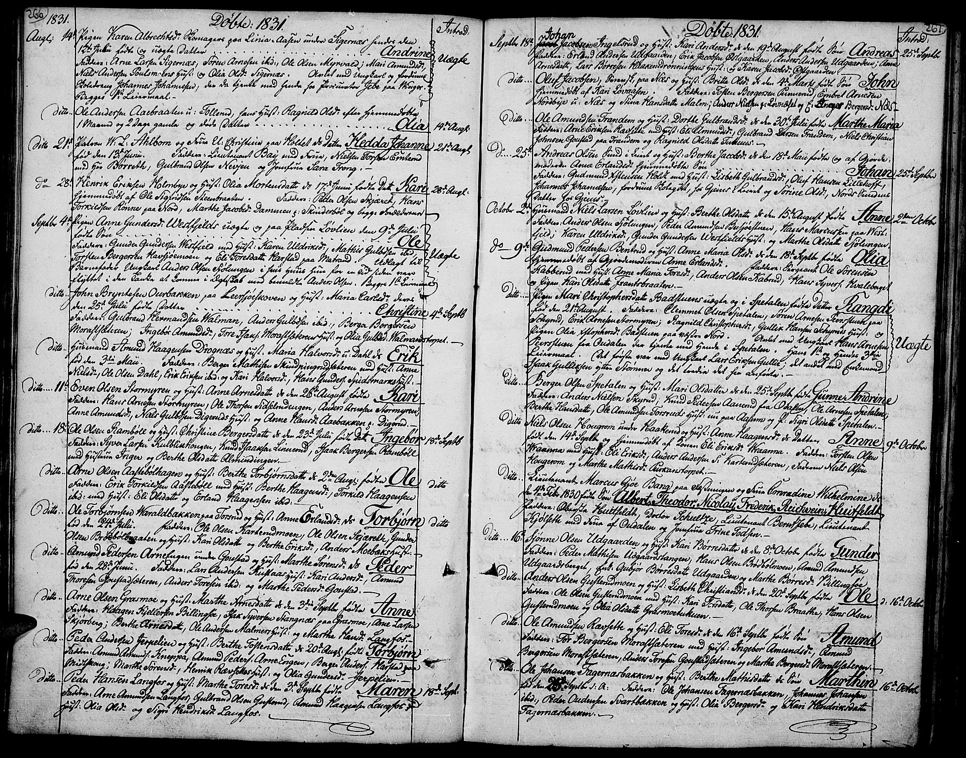 Vinger prestekontor, AV/SAH-PREST-024/H/Ha/Hab/L0002: Klokkerbok nr. 2, 1818-1834, s. 266-267