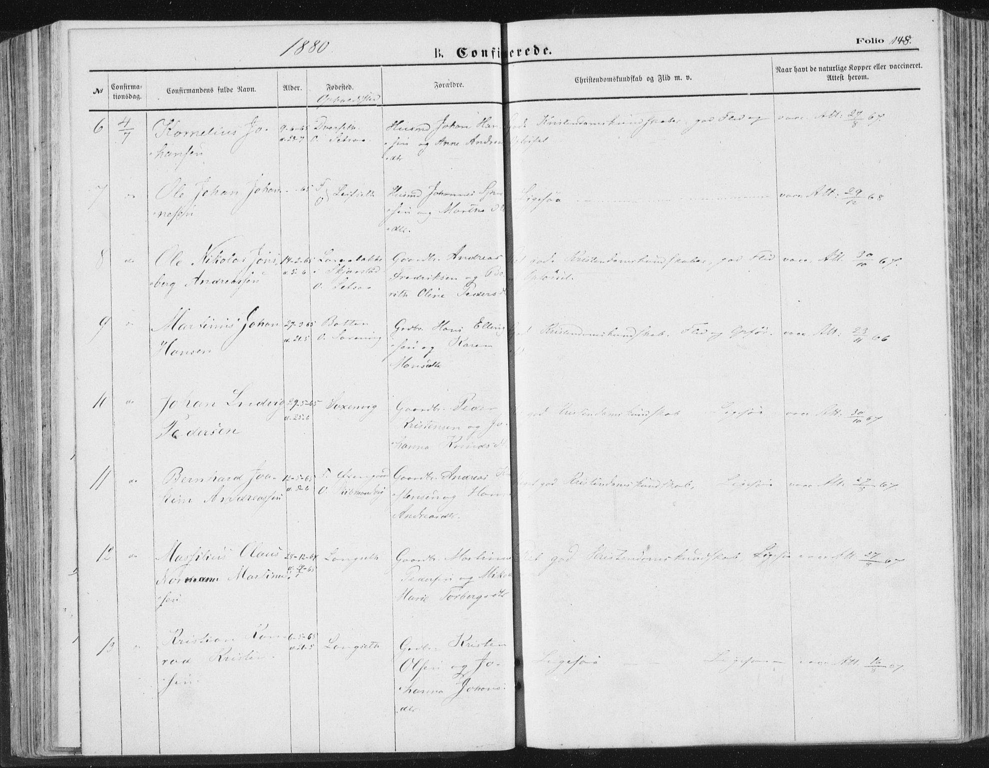 Ministerialprotokoller, klokkerbøker og fødselsregistre - Nordland, AV/SAT-A-1459/847/L0668: Ministerialbok nr. 847A08, 1872-1886, s. 148