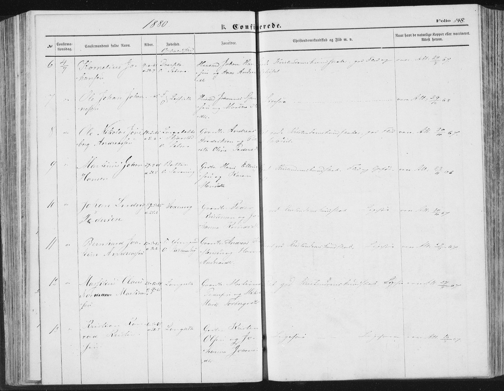 Ministerialprotokoller, klokkerbøker og fødselsregistre - Nordland, SAT/A-1459/847/L0668: Ministerialbok nr. 847A08, 1872-1886, s. 148