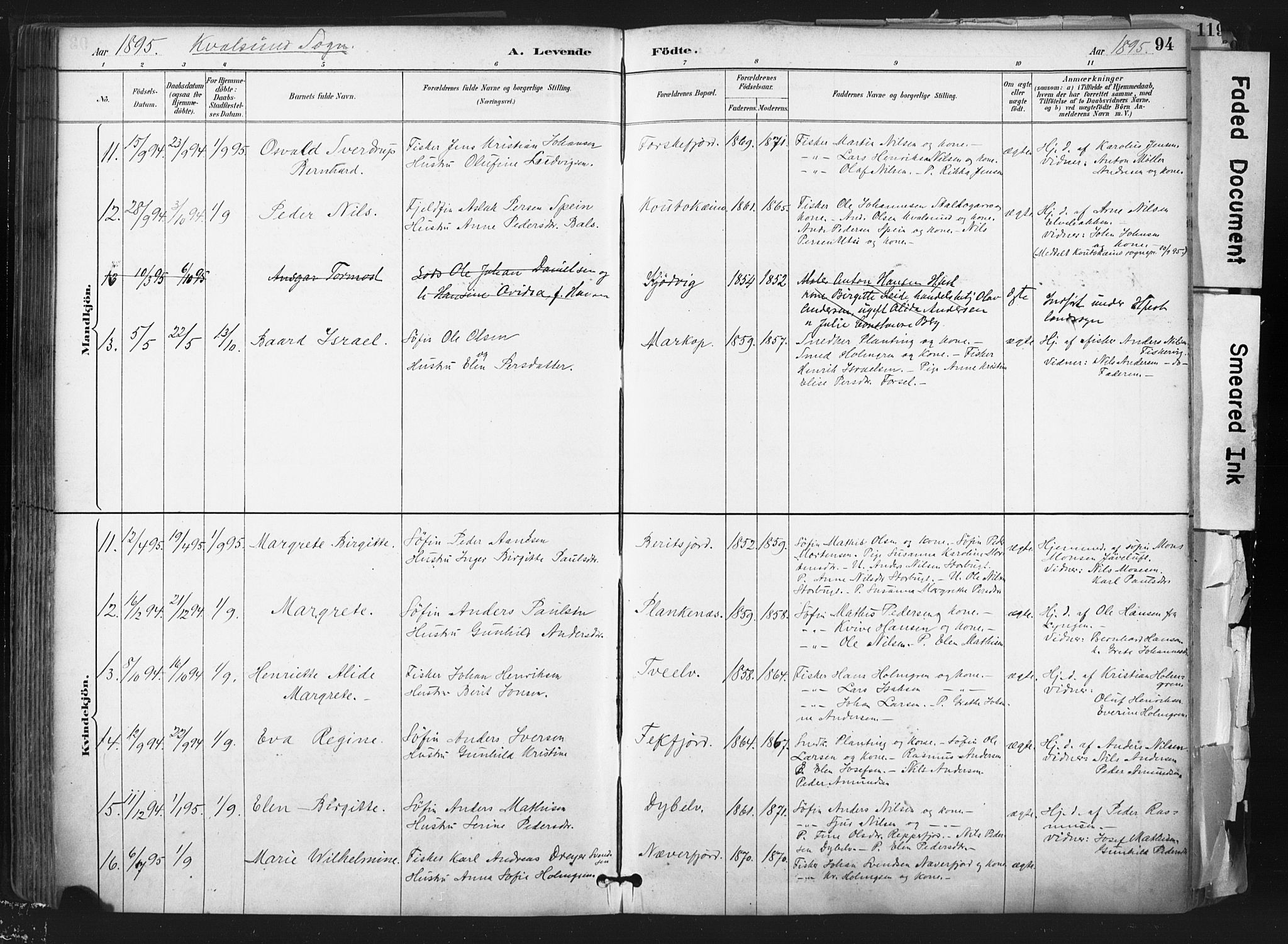 Hammerfest sokneprestkontor, AV/SATØ-S-1347/H/Ha/L0011.kirke: Ministerialbok nr. 11 /2, 1885-1897, s. 94