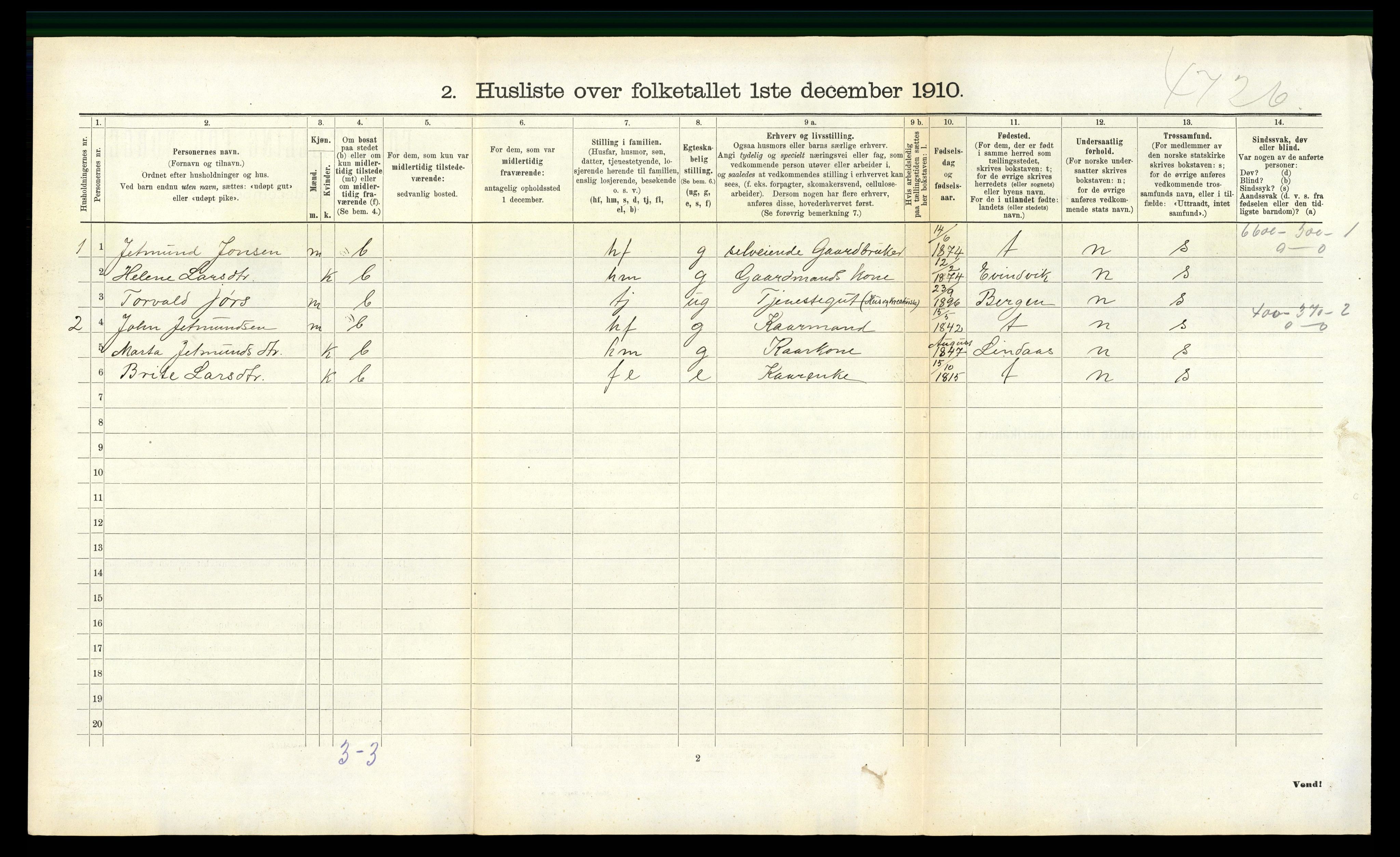 RA, Folketelling 1910 for 1266 Masfjorden herred, 1910, s. 235