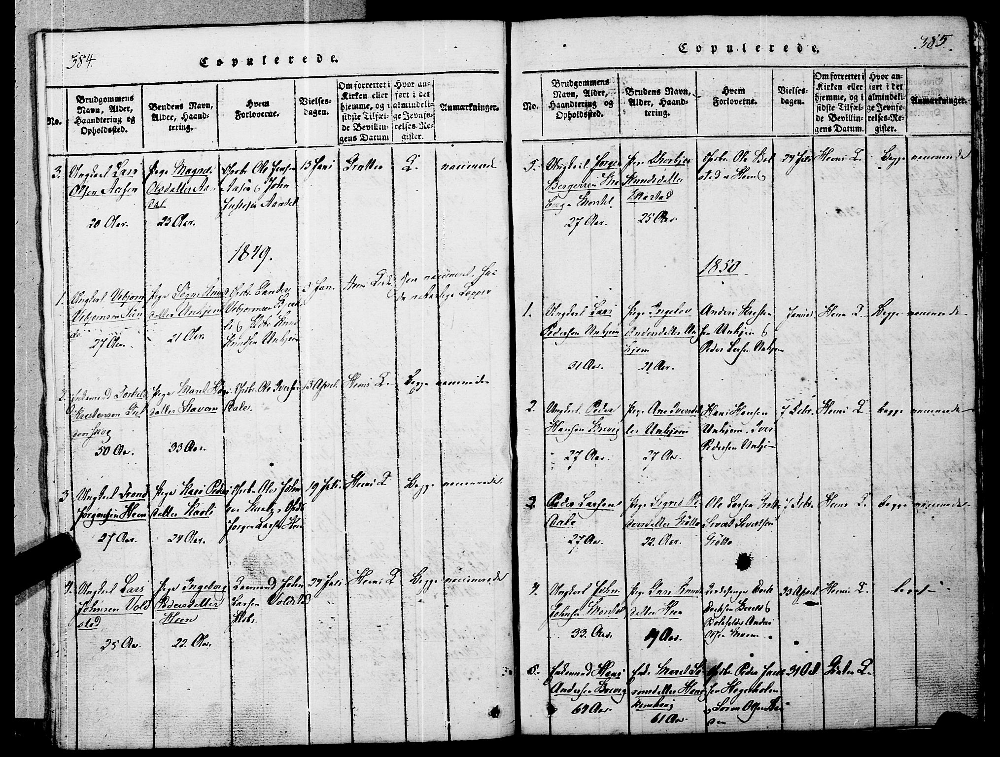 Ministerialprotokoller, klokkerbøker og fødselsregistre - Møre og Romsdal, AV/SAT-A-1454/545/L0585: Ministerialbok nr. 545A01, 1818-1853, s. 384-385