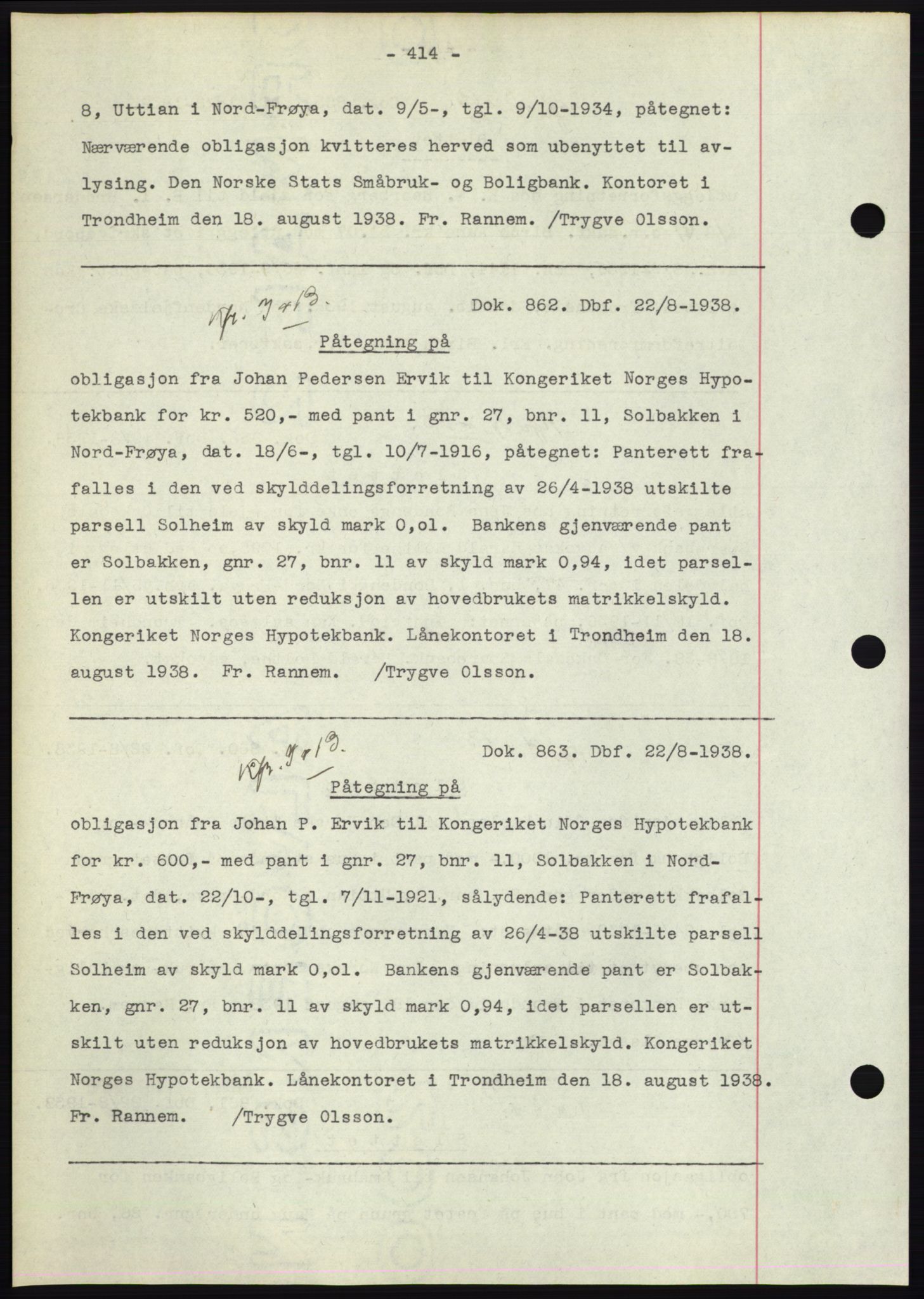 Hitra sorenskriveri, AV/SAT-A-0018/2/2C/2Ca: Pantebok nr. C1, 1936-1945, Dagboknr: 862/1938