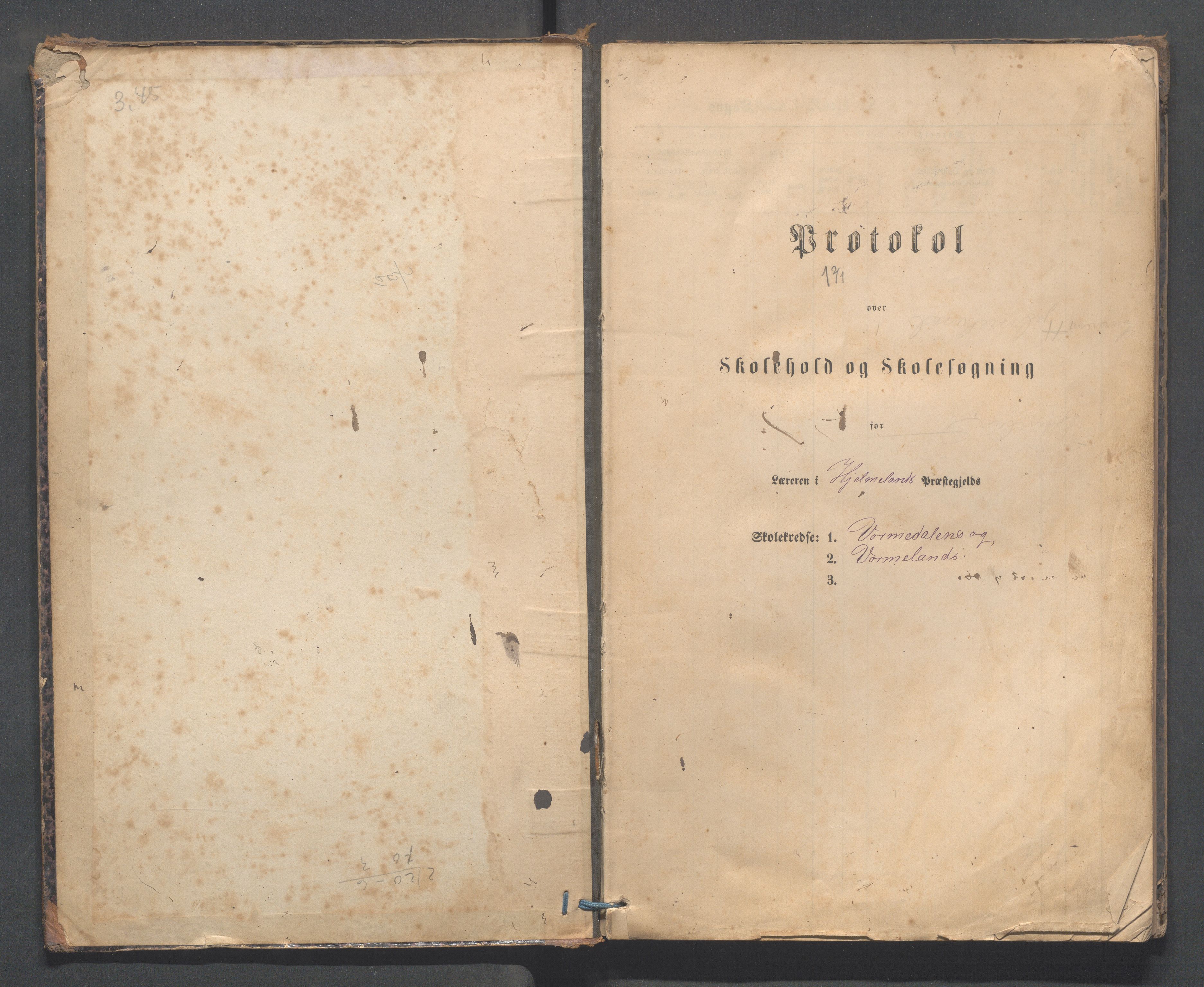 Hjelmeland kommune - Vormedalen skule, IKAR/K-102543/H/L0001: Skoleprotokoll - Vormedal,Vormeland,Fundingsland, 1885-1904