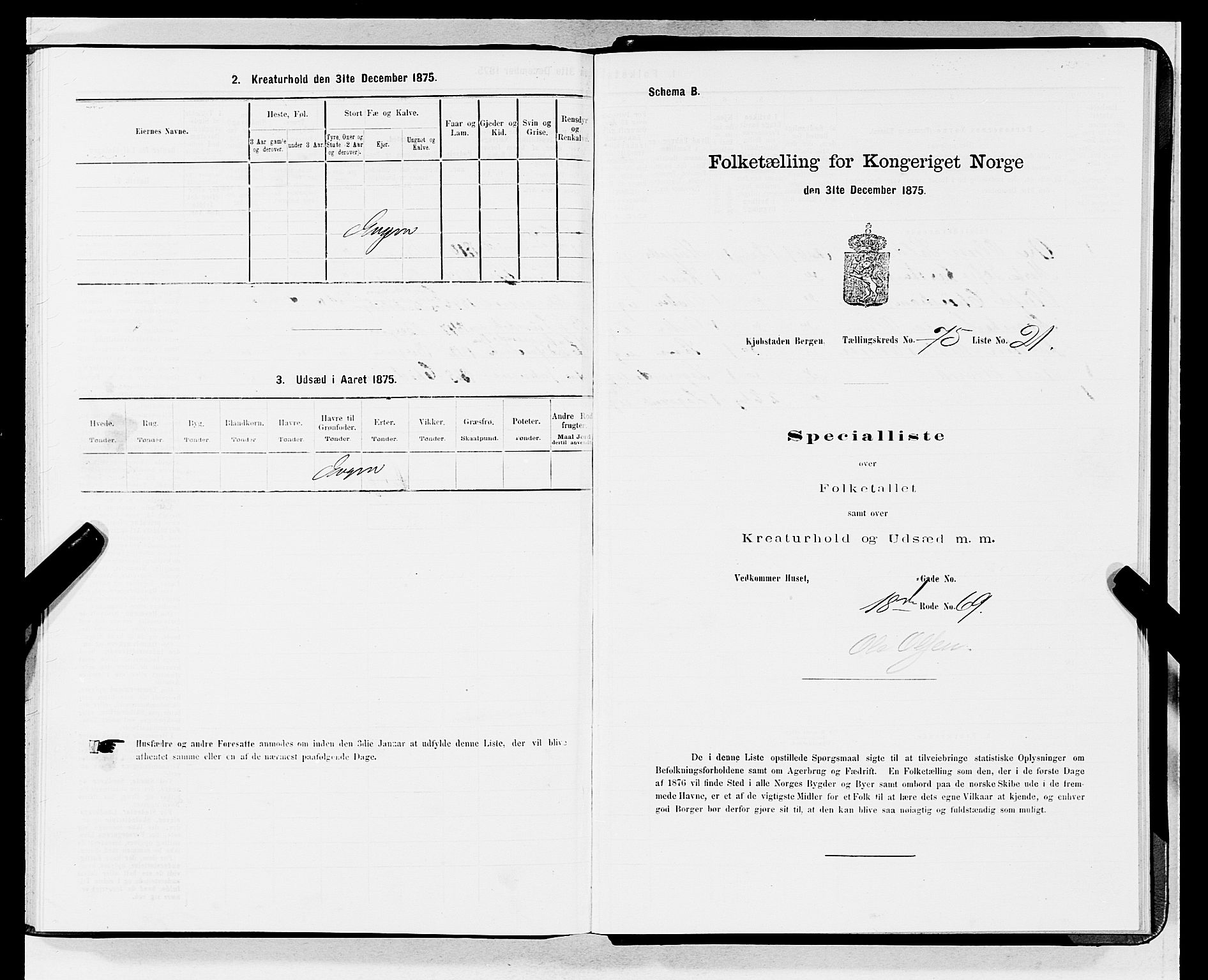 SAB, Folketelling 1875 for 1301 Bergen kjøpstad, 1875, s. 4054