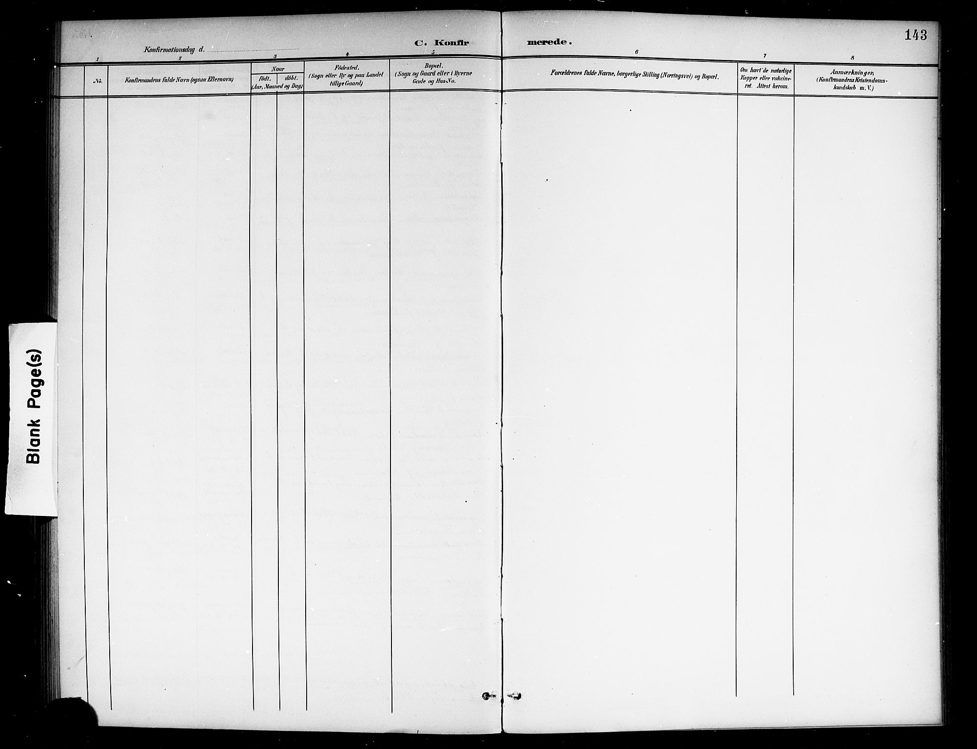 Holmestrand kirkebøker, SAKO/A-346/G/Ga/L0006: Klokkerbok nr. 6, 1901-1923, s. 143