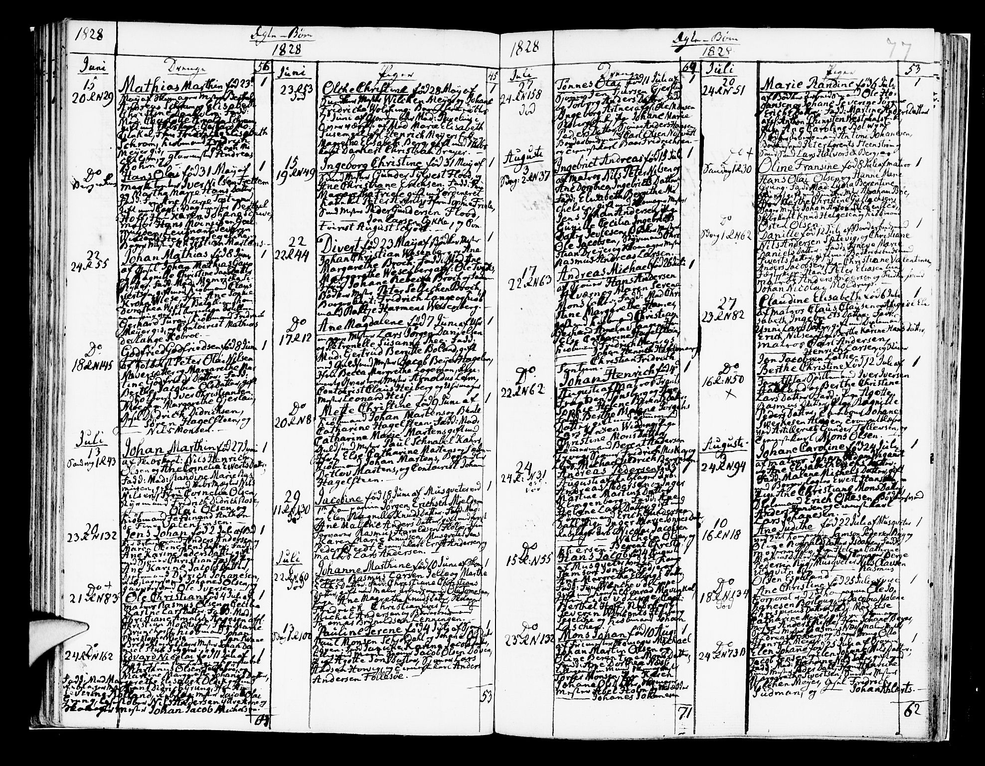 Korskirken sokneprestembete, SAB/A-76101/H/Hab: Klokkerbok nr. A 4, 1820-1832, s. 77