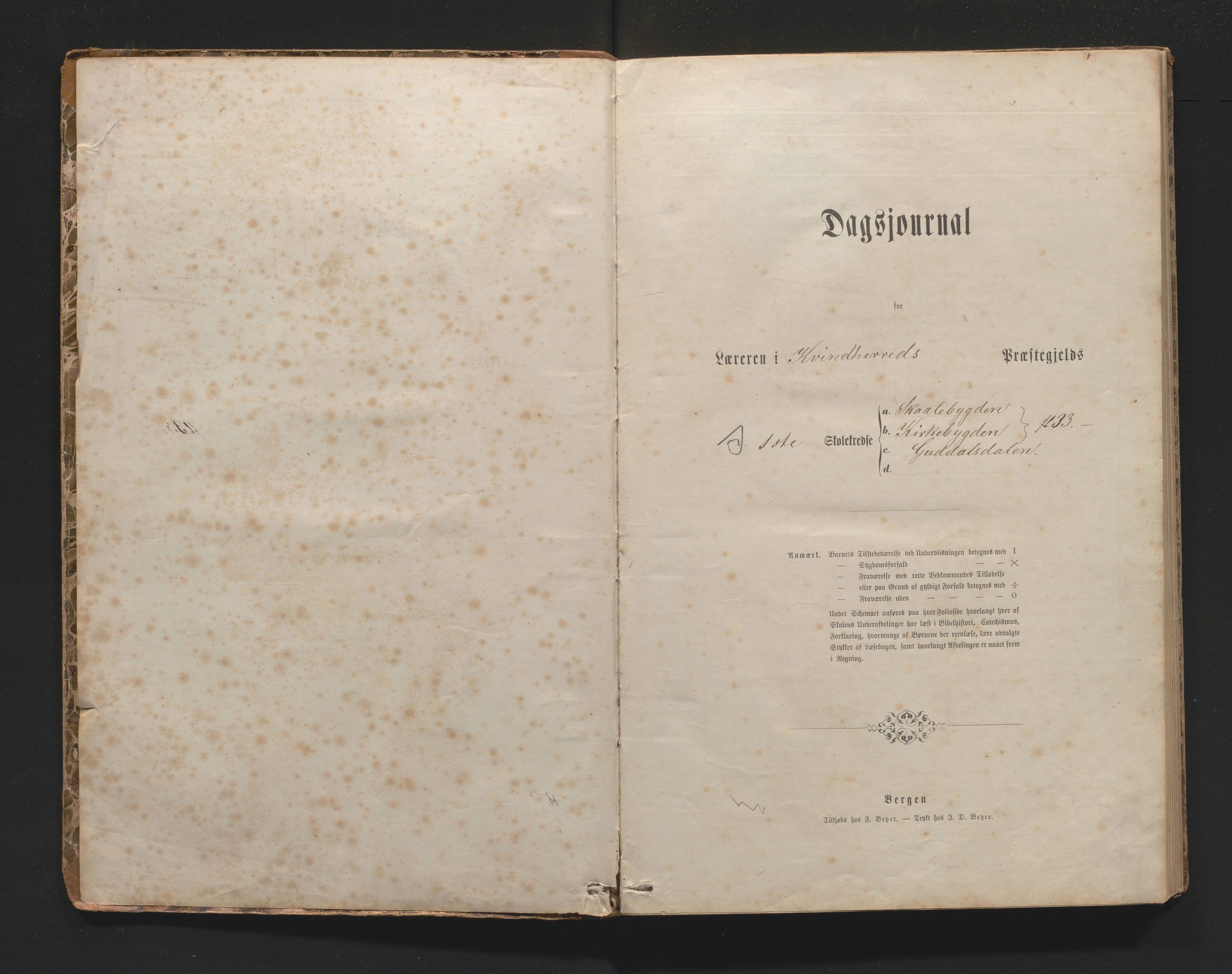 Kvinnherad kommune. Barneskulane, IKAH/1224-231/G/Gd/L0002: Dagsjournal for Kirkebygden/ Malmanger krinsskule, med karakterar , 1874-1887