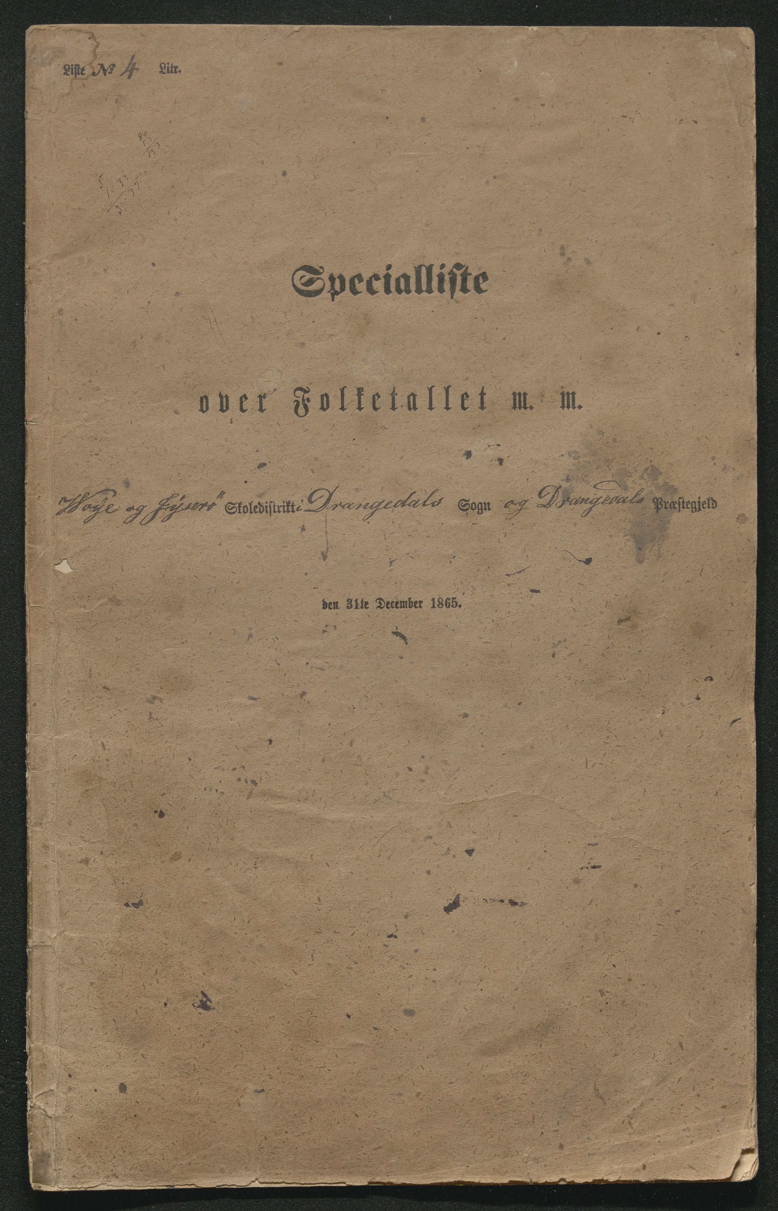 SAKO, Fantetellingen i Drangedal 1865, 1865, s. 74