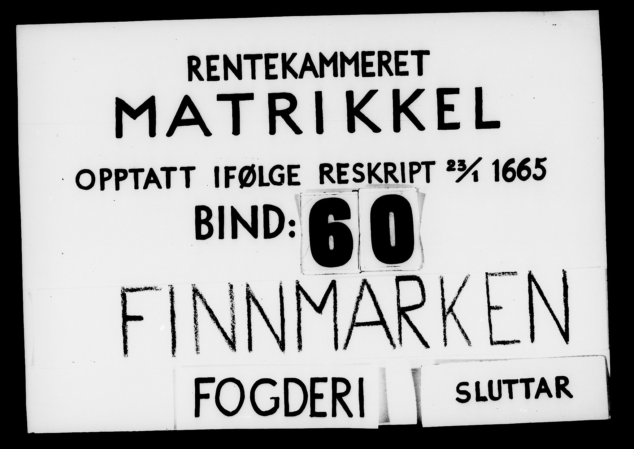 Rentekammeret inntil 1814, Realistisk ordnet avdeling, RA/EA-4070/N/Nb/Nba/L0060: Finnmark, 1668