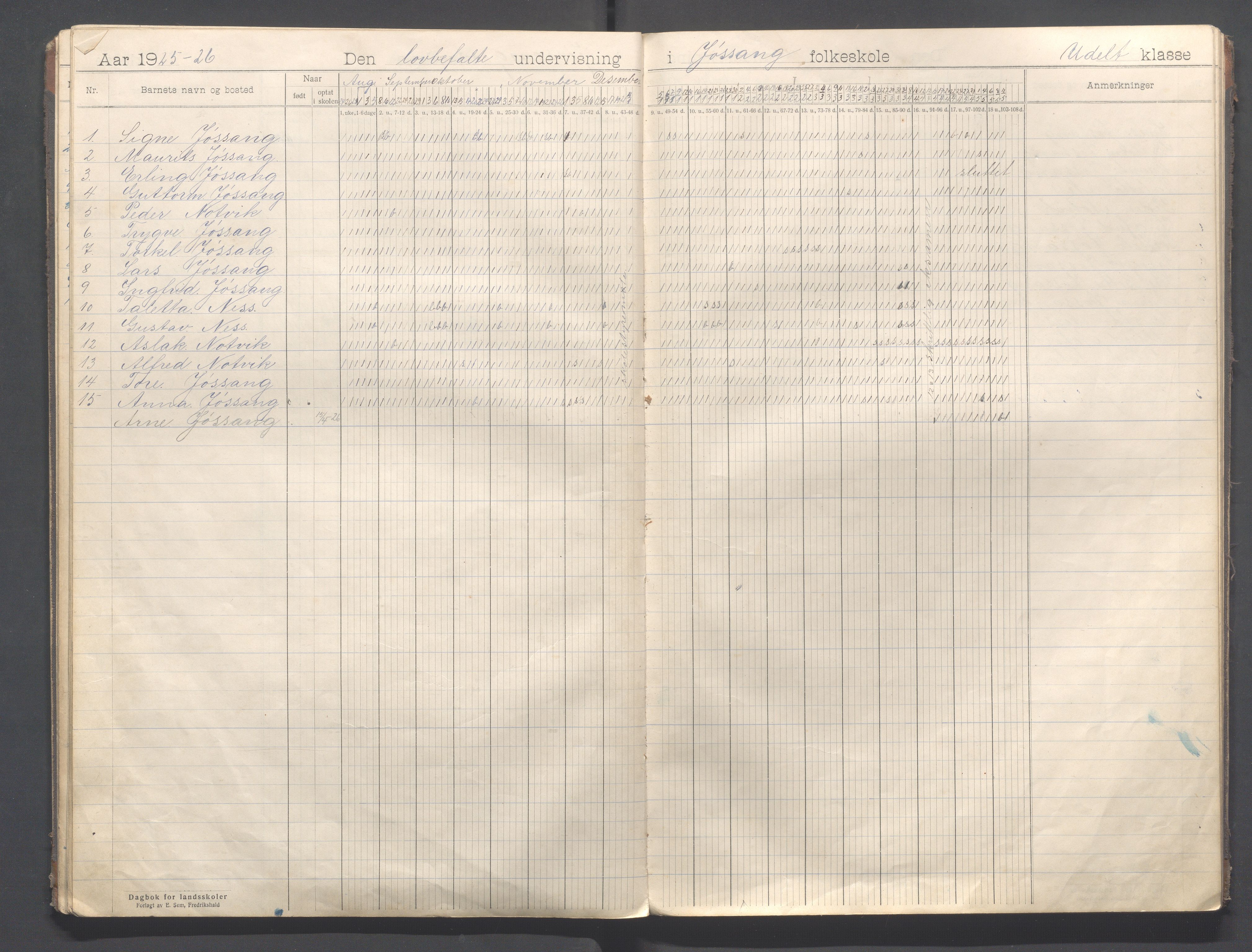 Strand kommune - Jøssang skole, IKAR/A-1274/G/Ga/L0001: Dagbok, 1916-1946, s. 15