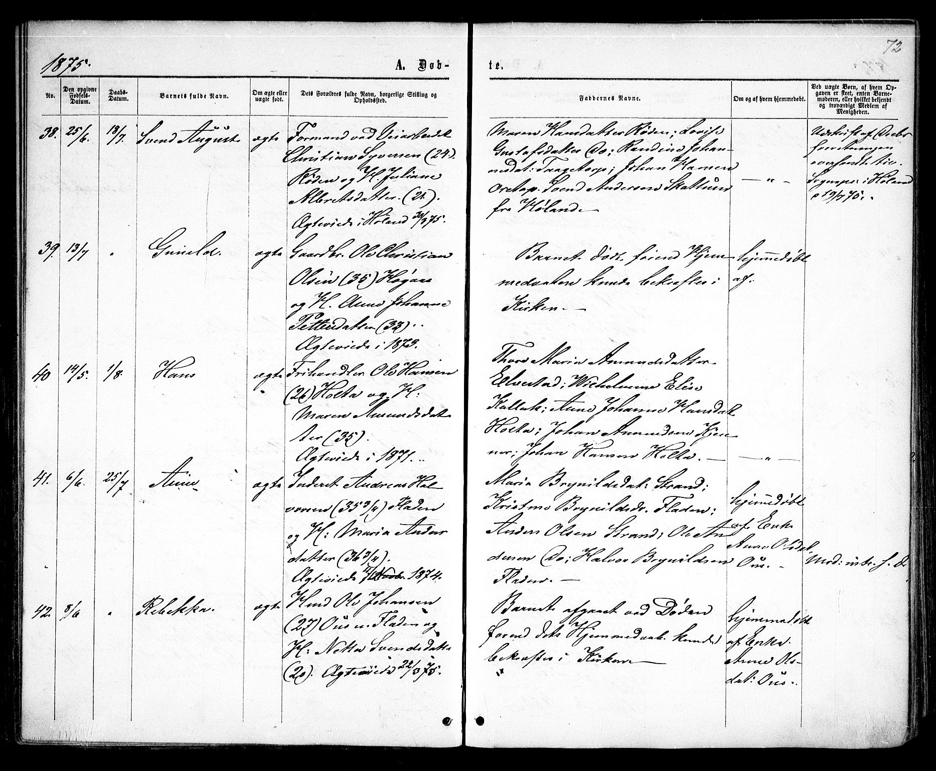 Rødenes prestekontor Kirkebøker, AV/SAO-A-2005/F/Fa/L0008: Ministerialbok nr. I 8, 1869-1879, s. 72